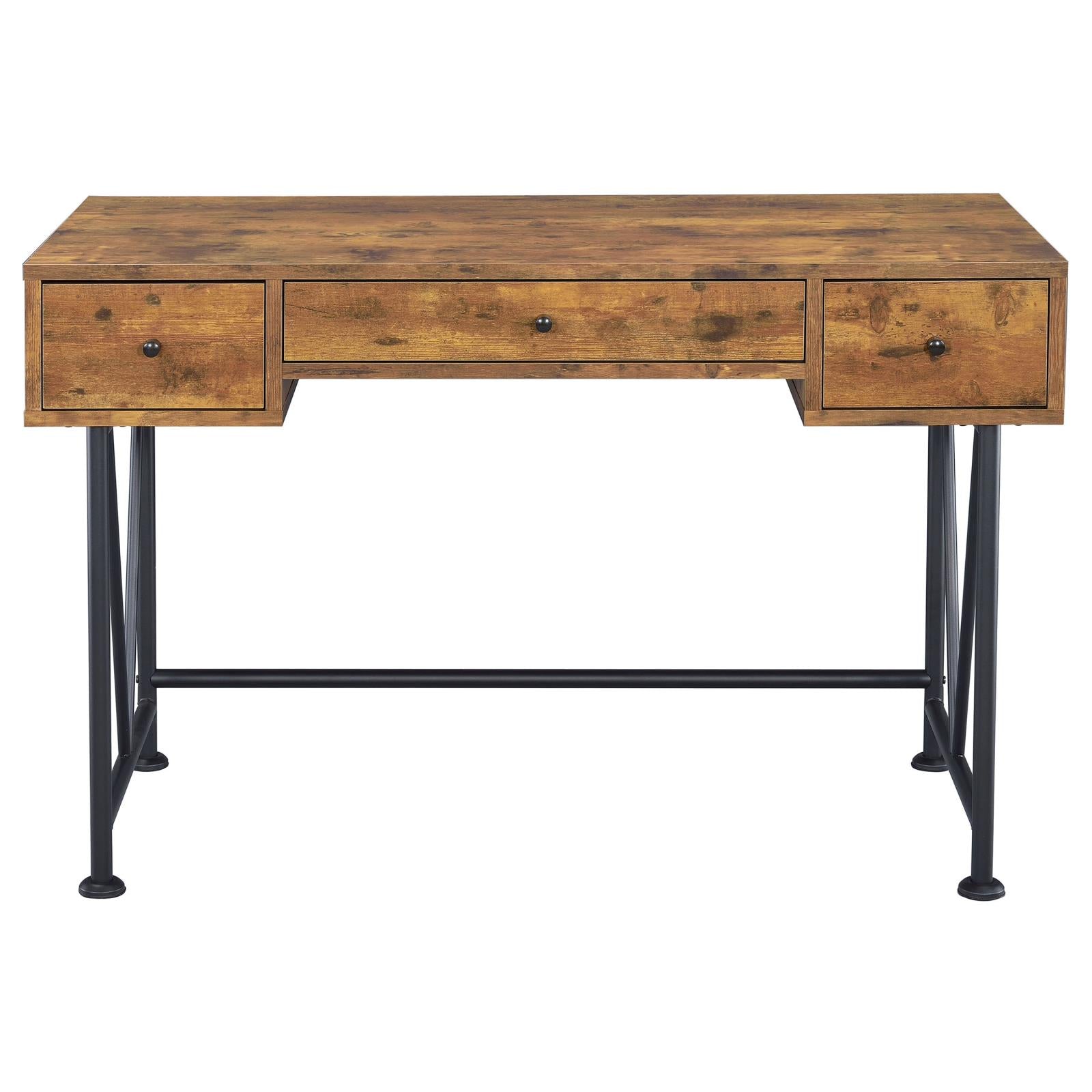 Analiese Antique Nutmeg/Black 3-Drawer Writing Desk - 801541 - Bien Home Furniture &amp; Electronics