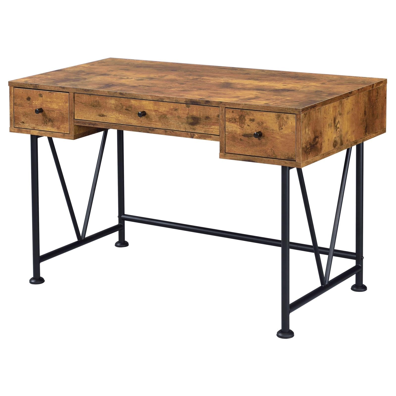 Analiese Antique Nutmeg/Black 3-Drawer Writing Desk - 801541 - Bien Home Furniture & Electronics