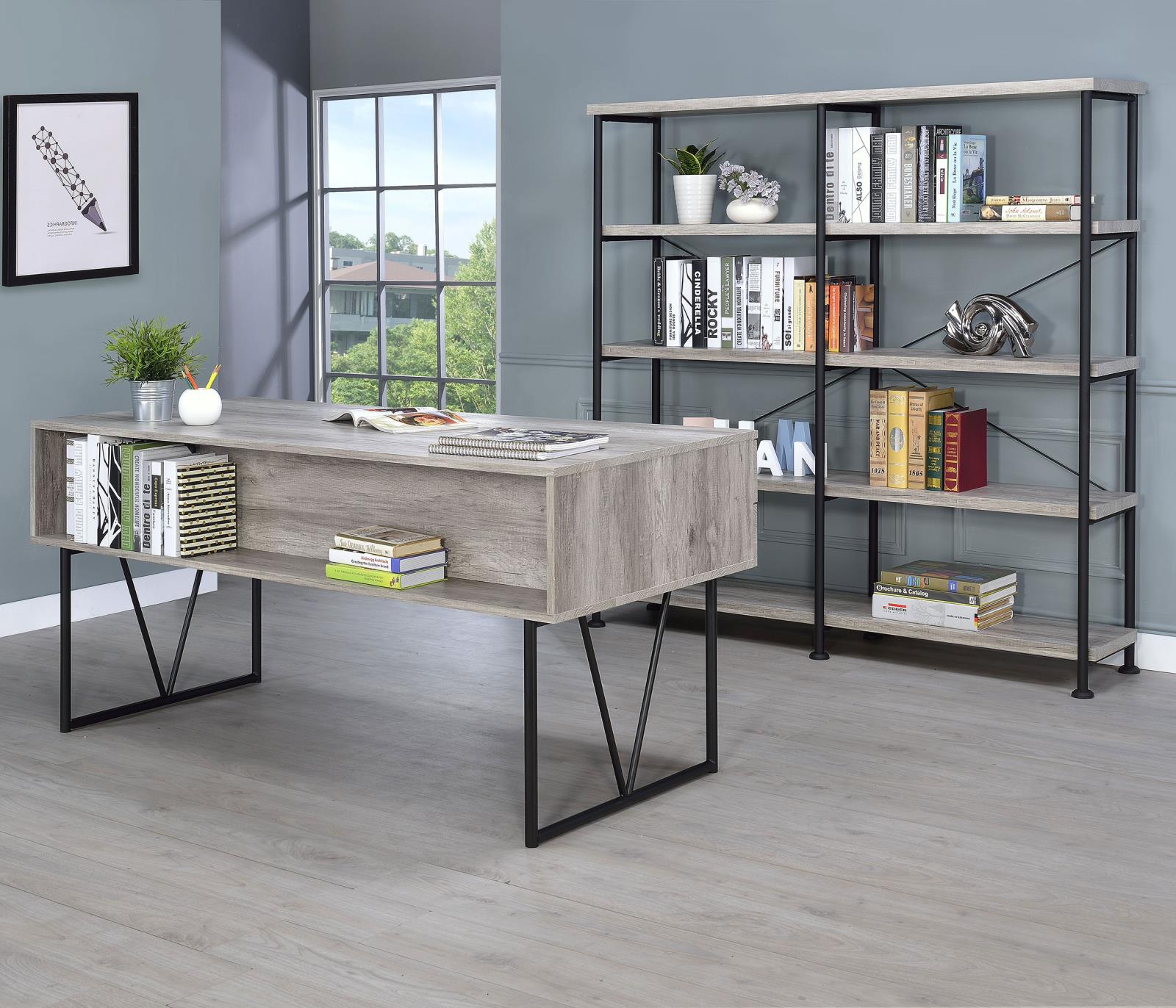 Analiese Gray Driftwood 4-Drawer Writing Desk - 801999 - Bien Home Furniture &amp; Electronics