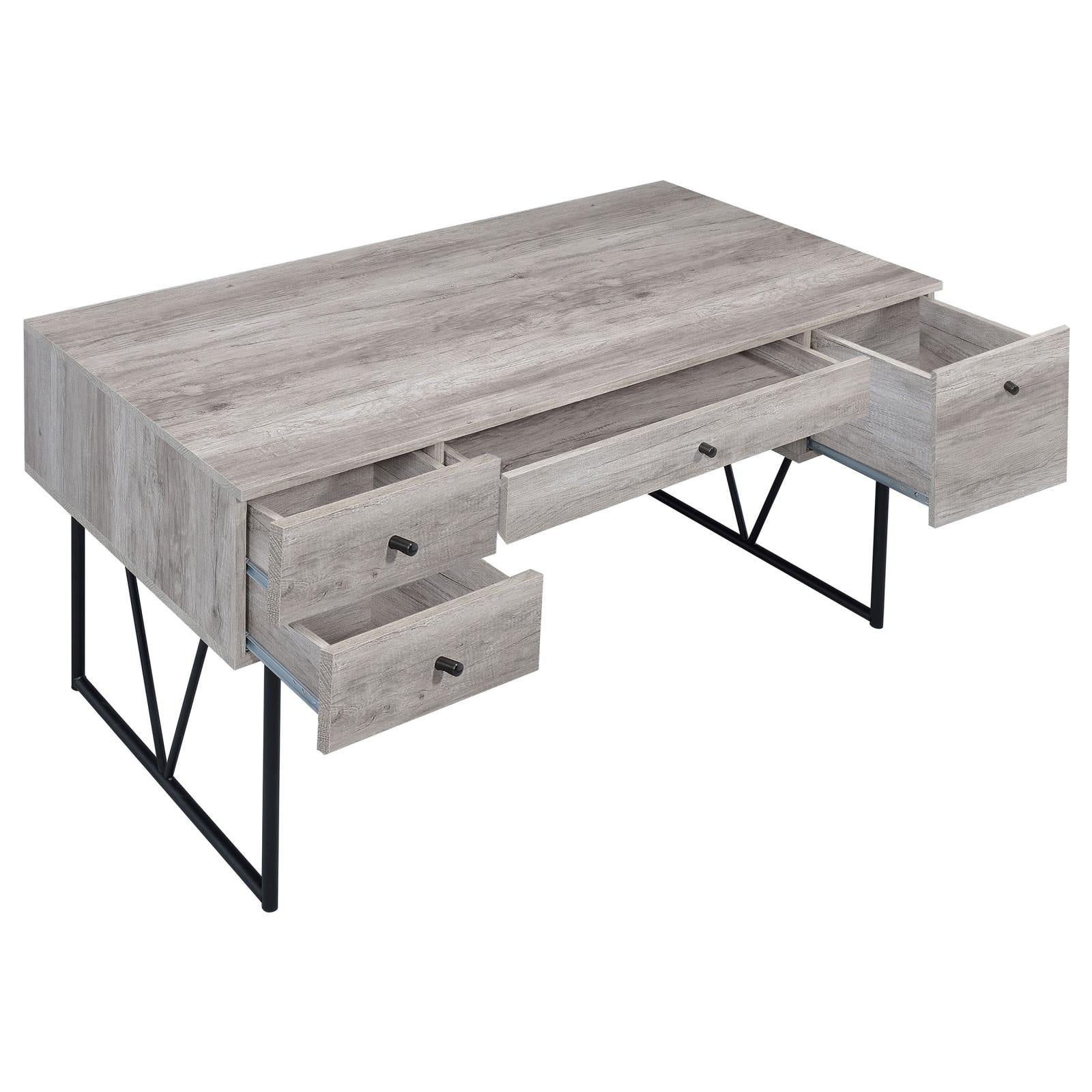 Analiese Gray Driftwood 4-Drawer Writing Desk - 801999 - Bien Home Furniture &amp; Electronics