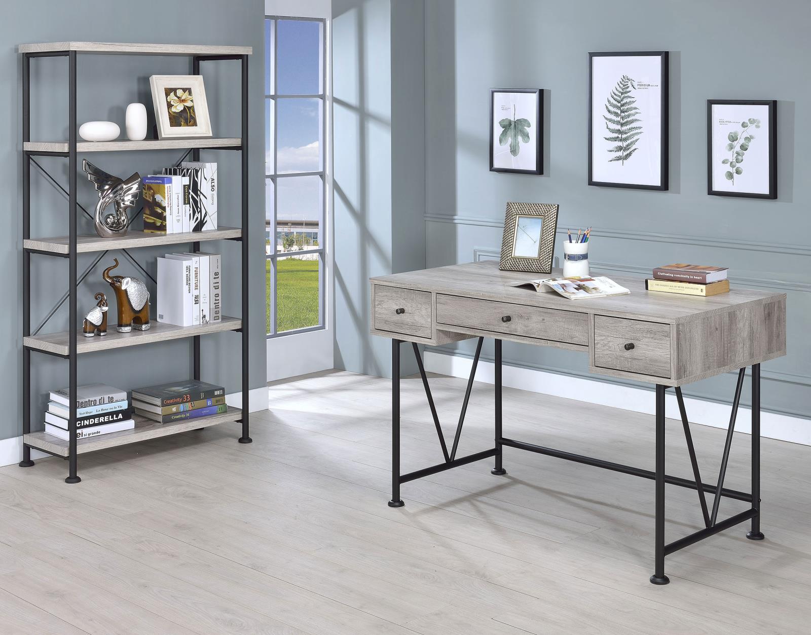 Analiese Gray Driftwood 4-Shelf Bookcase - 801546 - Bien Home Furniture & Electronics