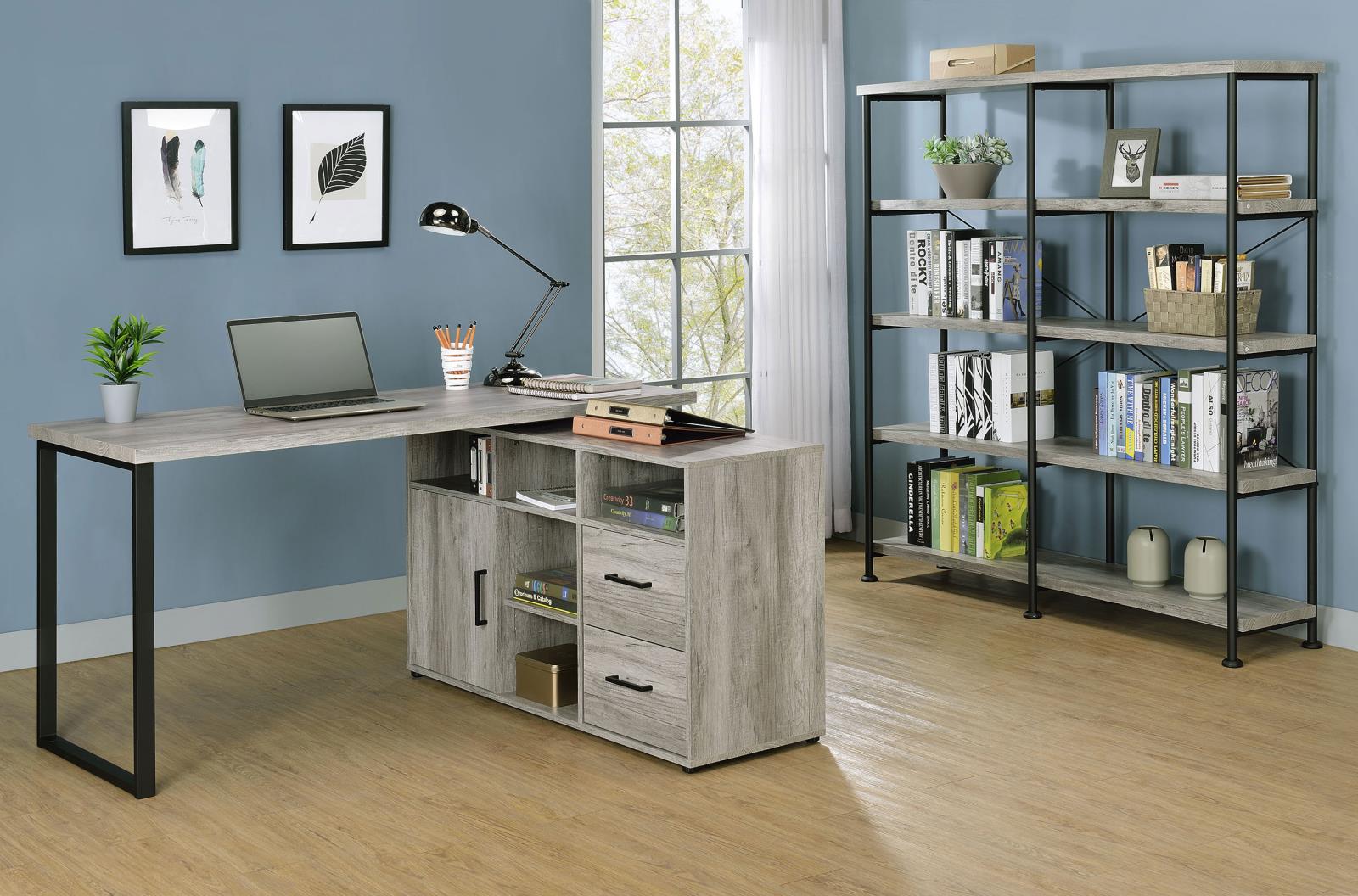 Analiese Gray Driftwood 4-Shelf Open Bookcase - 801544 - Bien Home Furniture & Electronics