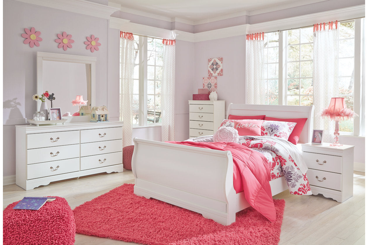 Anarasia White Full Sleigh Bed - SET | B129-84 | B129-87 | B129-88 - Bien Home Furniture & Electronics