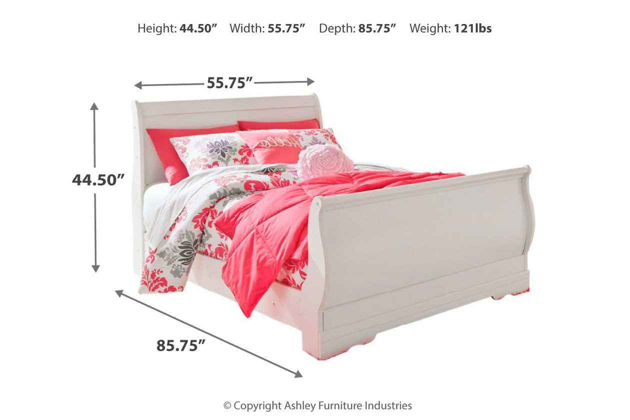 Anarasia White Full Sleigh Bed - SET | B129-84 | B129-87 | B129-88 - Bien Home Furniture & Electronics