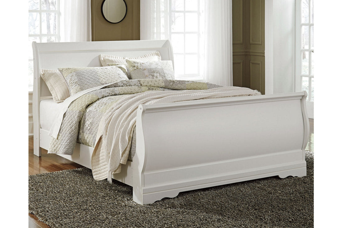 Anarasia White Queen Sleigh Bed - SET | B129-74 | B129-77 | B129-98 - Bien Home Furniture &amp; Electronics