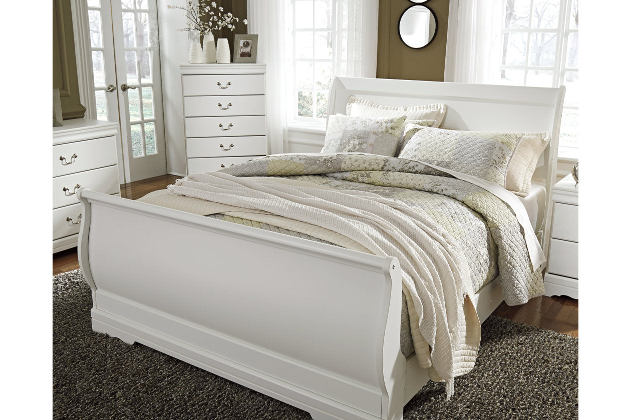 Anarasia White Queen Sleigh Bed - SET | B129-74 | B129-77 | B129-98 - Bien Home Furniture & Electronics
