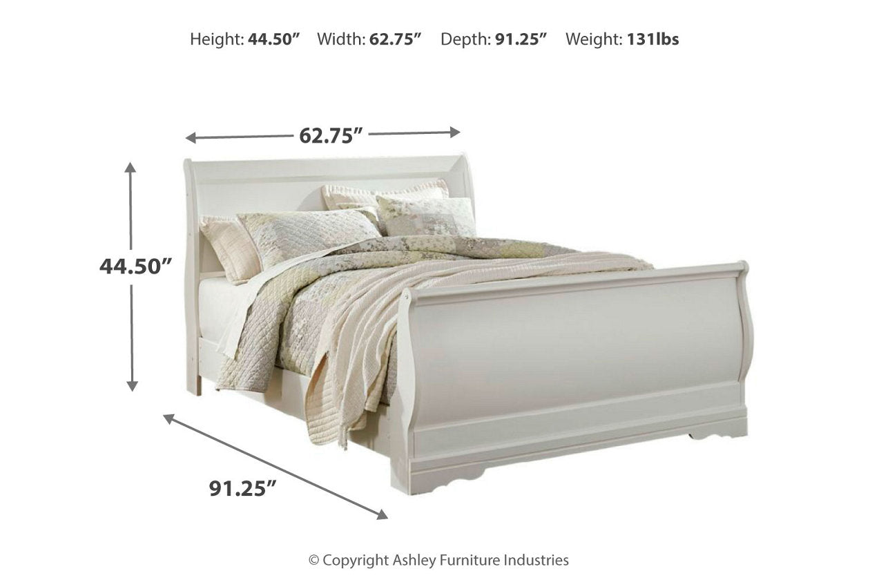 Anarasia White Queen Sleigh Bed - SET | B129-74 | B129-77 | B129-98 - Bien Home Furniture & Electronics
