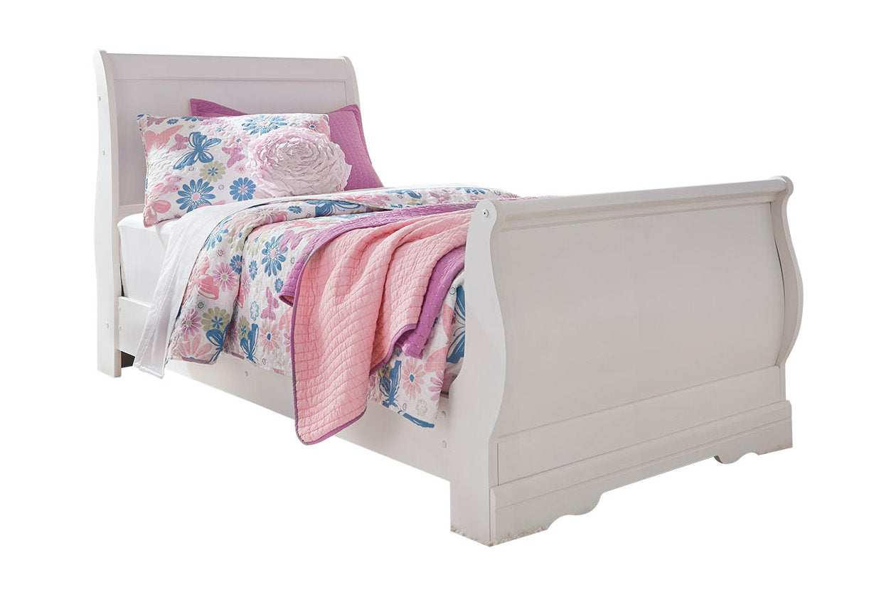 Anarasia White Twin Sleigh Bed - SET | B129-63 | B129-82 | B129-62 - Bien Home Furniture & Electronics