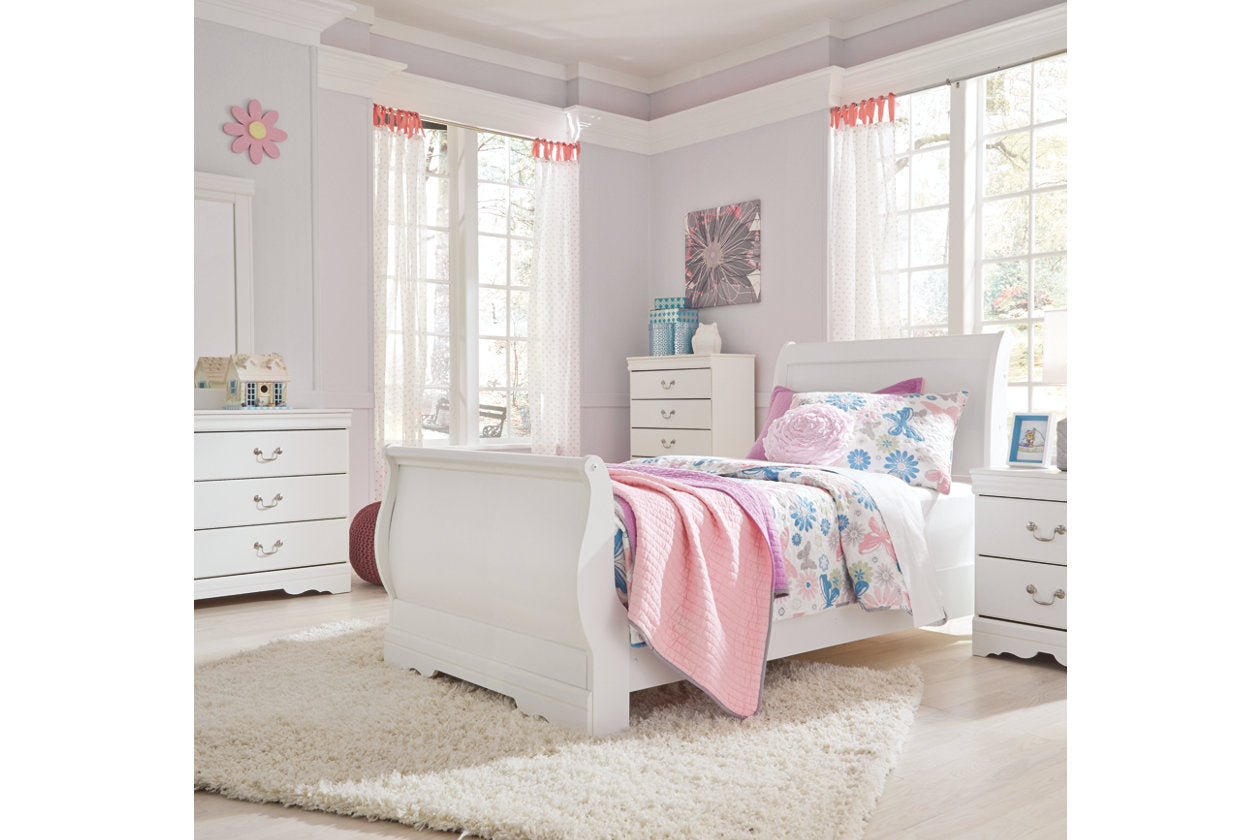 Anarasia White Twin Sleigh Bed - SET | B129-63 | B129-82 | B129-62 - Bien Home Furniture & Electronics
