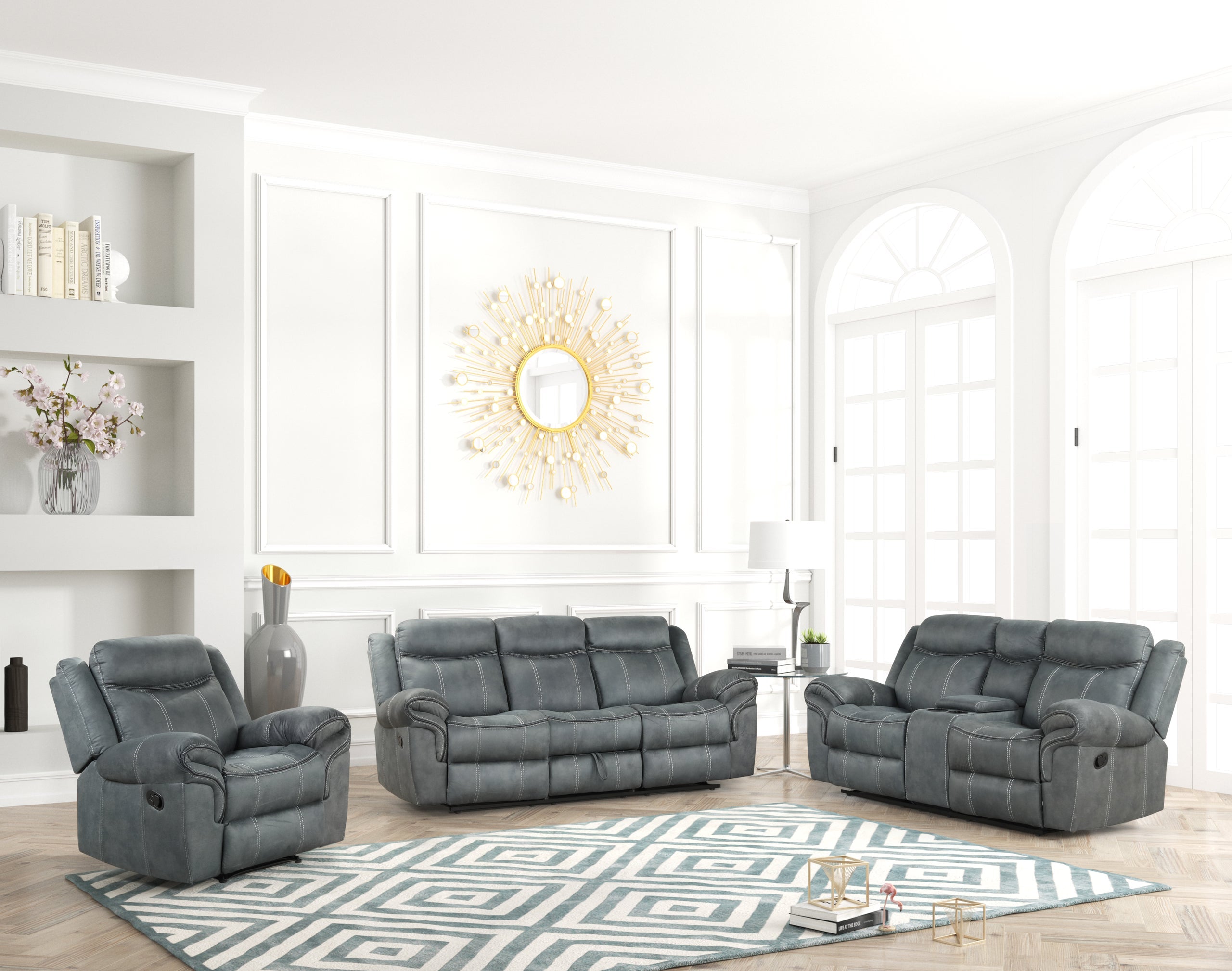 Andres Gray 3-Piece Reclining Living Room Set - Andres Grey - Bien Home Furniture & Electronics