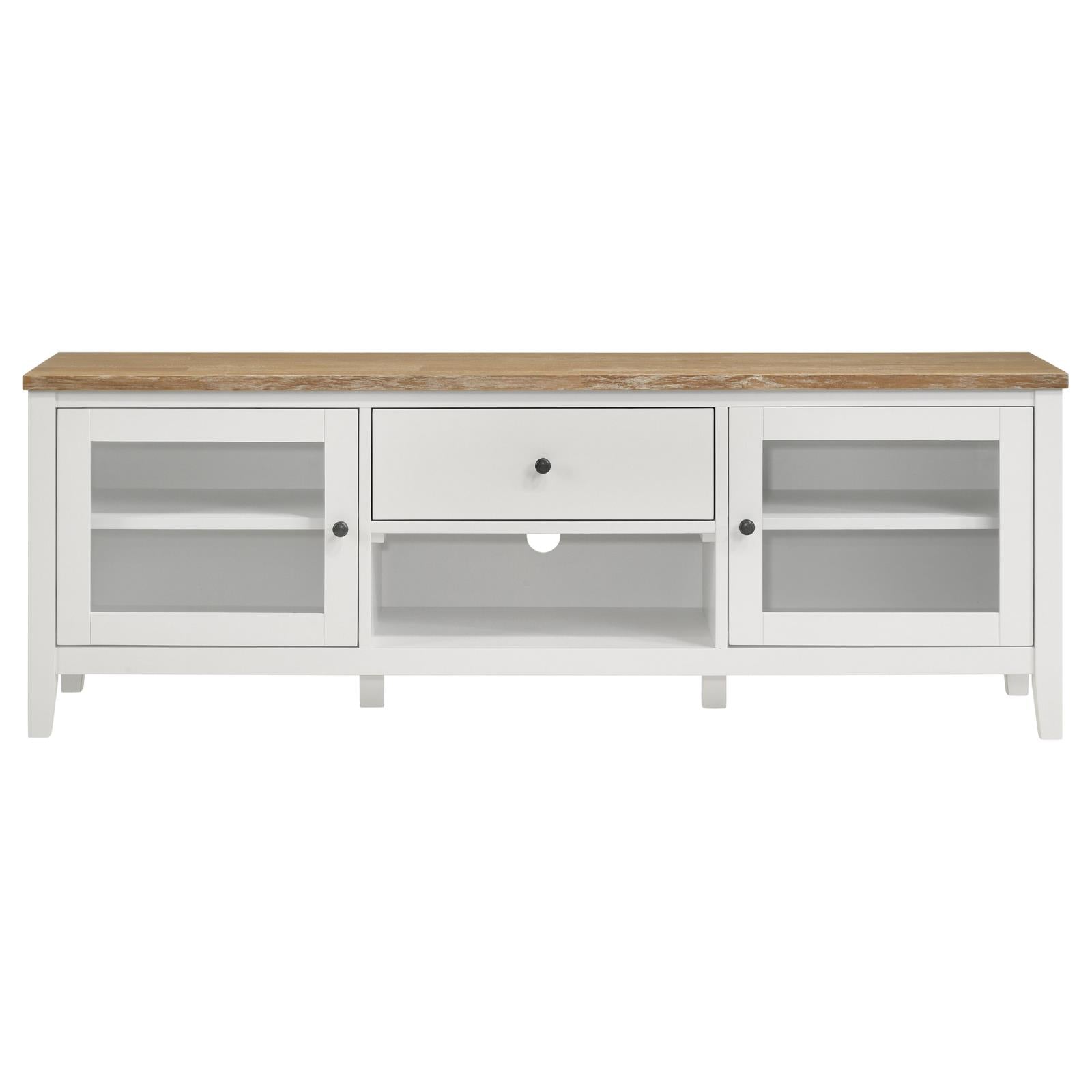Angela 3-piece Entertainment Center With 67" TV Stand Brown and White - 708253-SET - Bien Home Furniture & Electronics