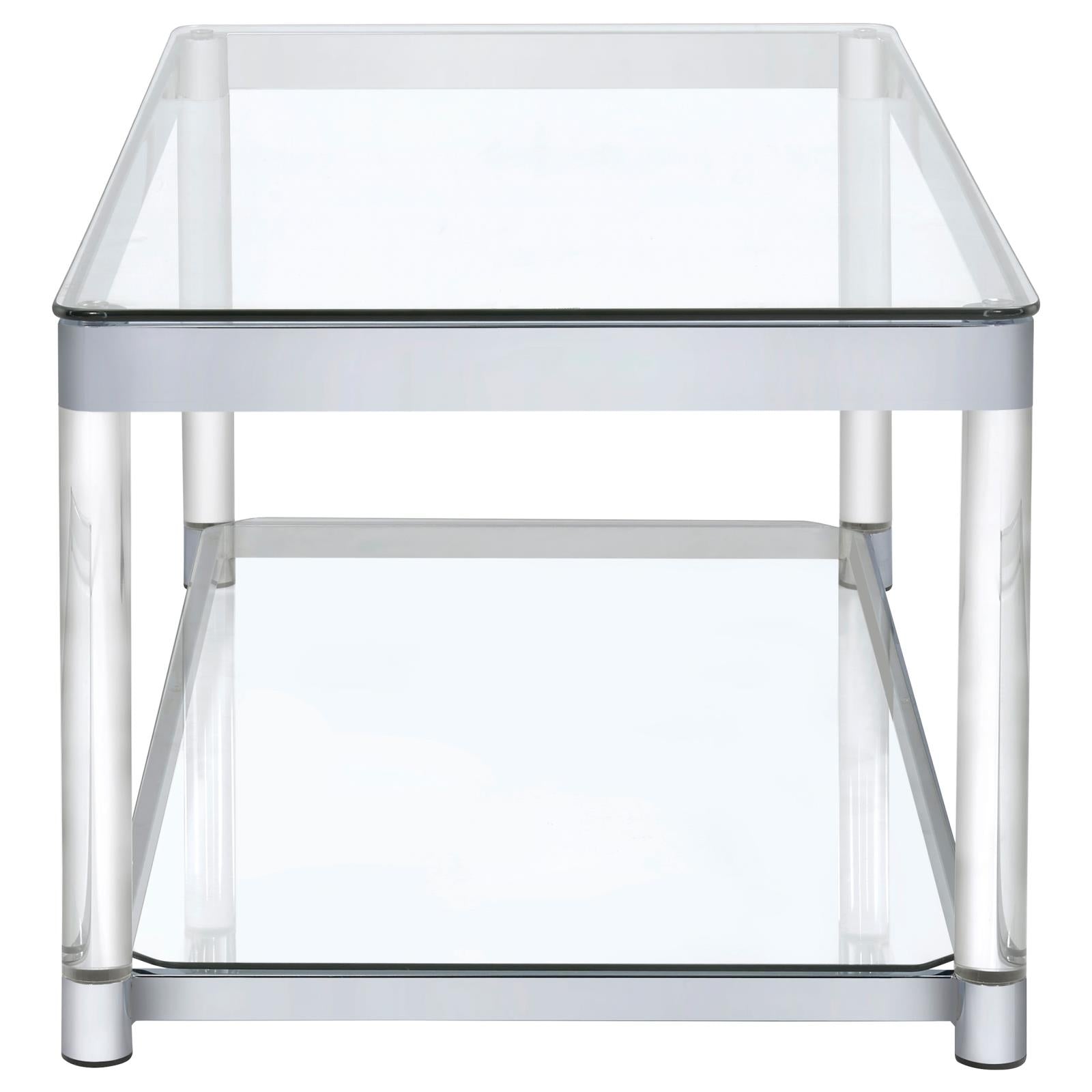Anne Chrome/Clear Coffee Table with Lower Shelf - 720748 - Bien Home Furniture &amp; Electronics