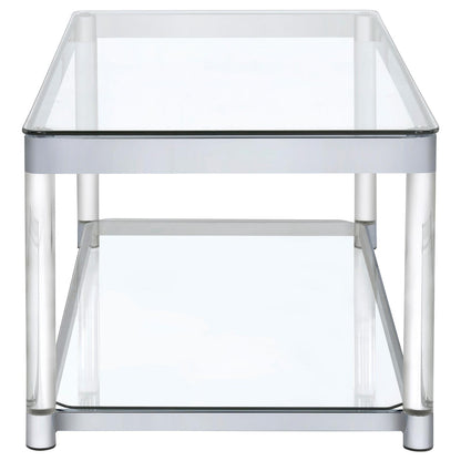 Anne Chrome/Clear Coffee Table with Lower Shelf - 720748 - Bien Home Furniture &amp; Electronics