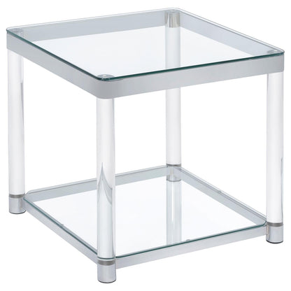 Anne End Table with Lower Shelf Chrome/Clear - 720747 - Bien Home Furniture &amp; Electronics