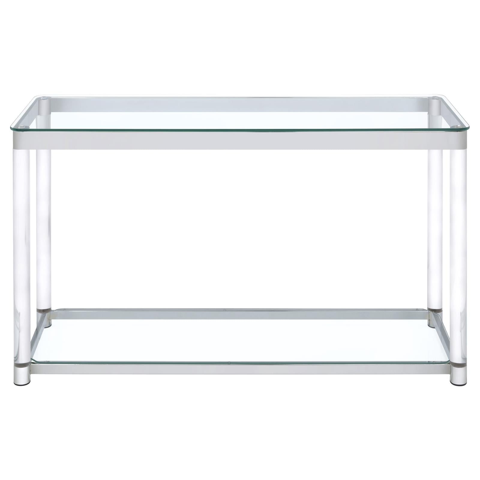 Anne Sofa Table with Lower Shelf Chrome/Clear - 720749 - Bien Home Furniture &amp; Electronics