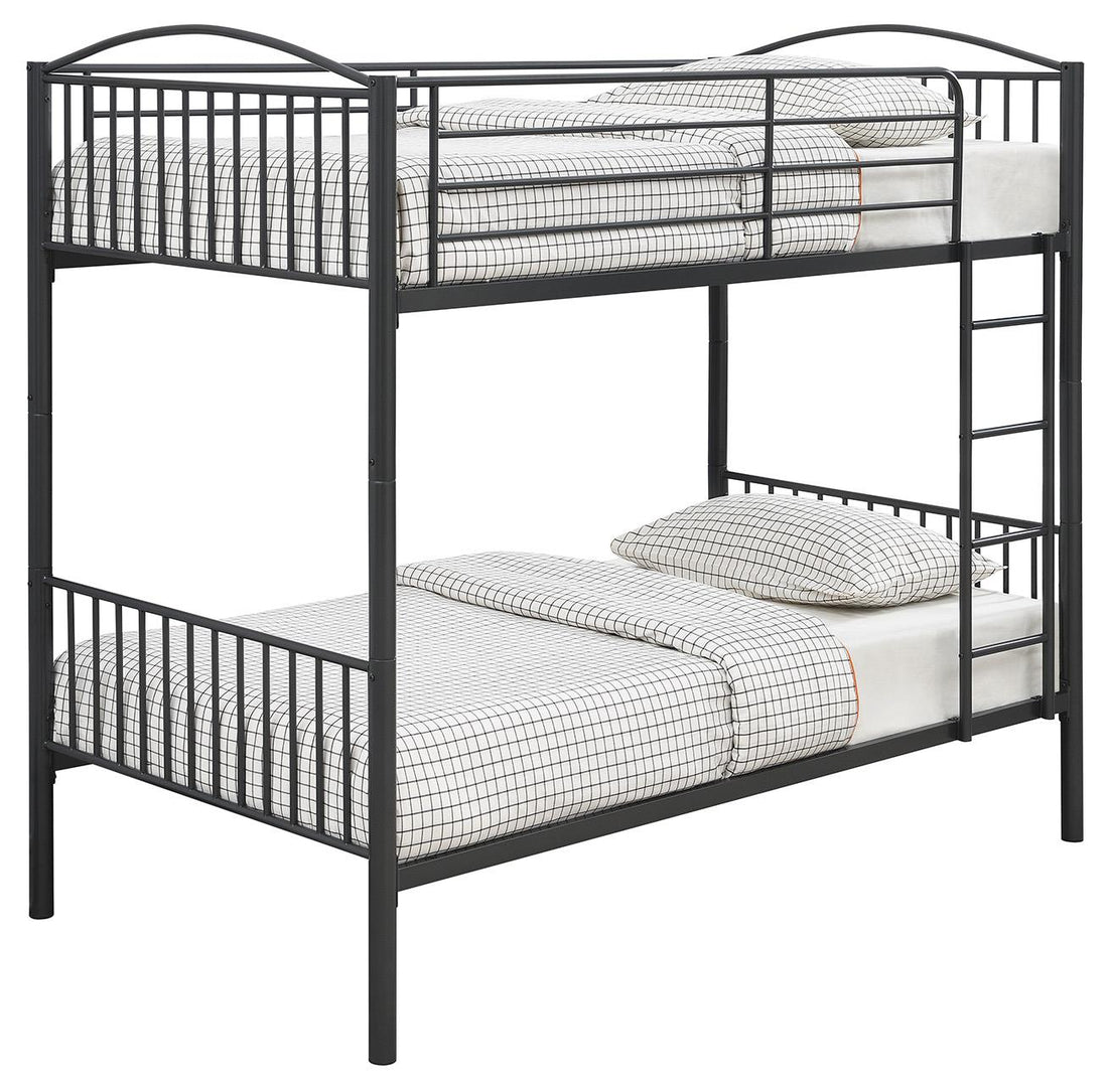 Anson Gunmetal Twin over Twin Bunk Bed with Ladder - 400739T - Bien Home Furniture &amp; Electronics