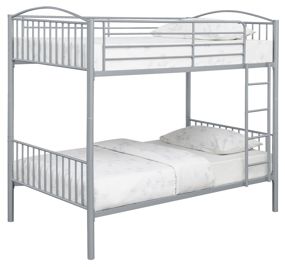 Anson Silver Twin over Twin Bunk Bed with Ladder - 400730T - Bien Home Furniture &amp; Electronics