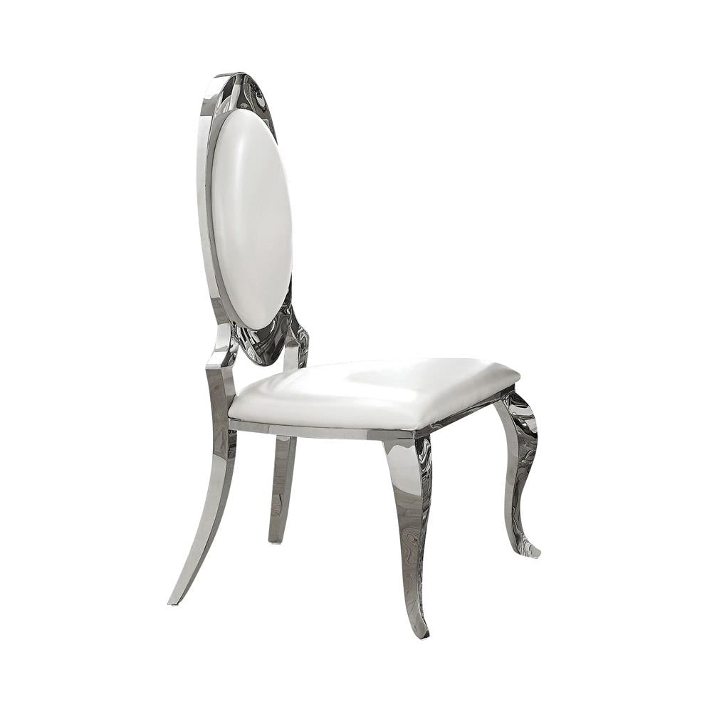 Antoine Cream/Chrome Oval Back Side Chairs, Set of 2 - 107872N - Bien Home Furniture & Electronics