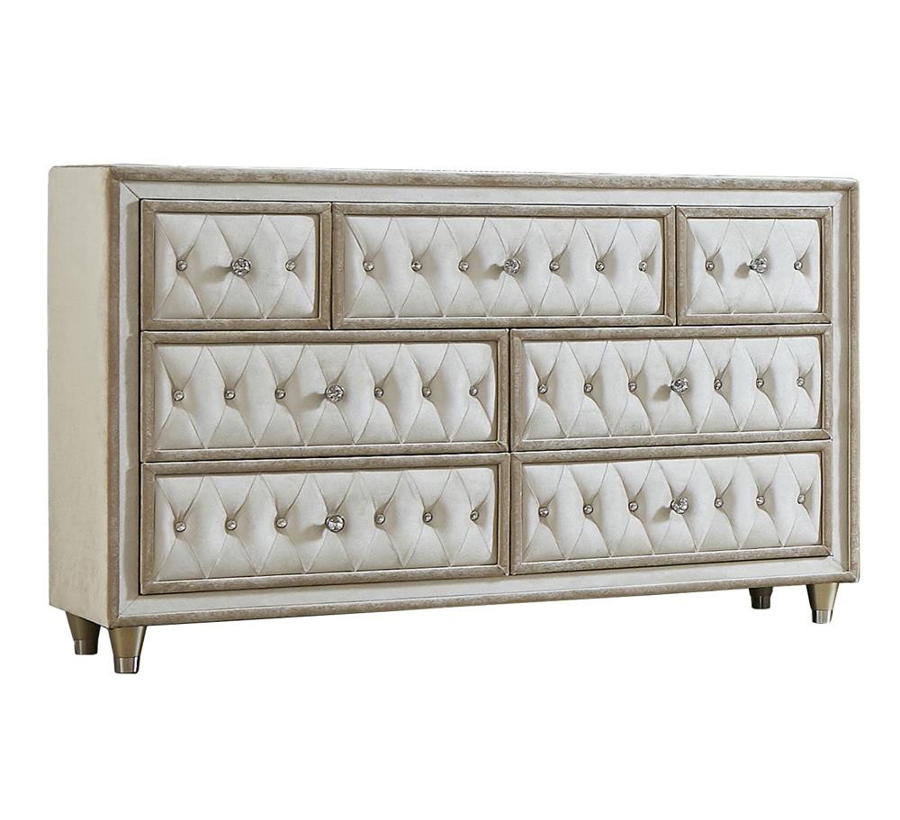 Antonella Ivory/Camel 7-Drawer Upholstered Dresser - 223523 - Bien Home Furniture & Electronics