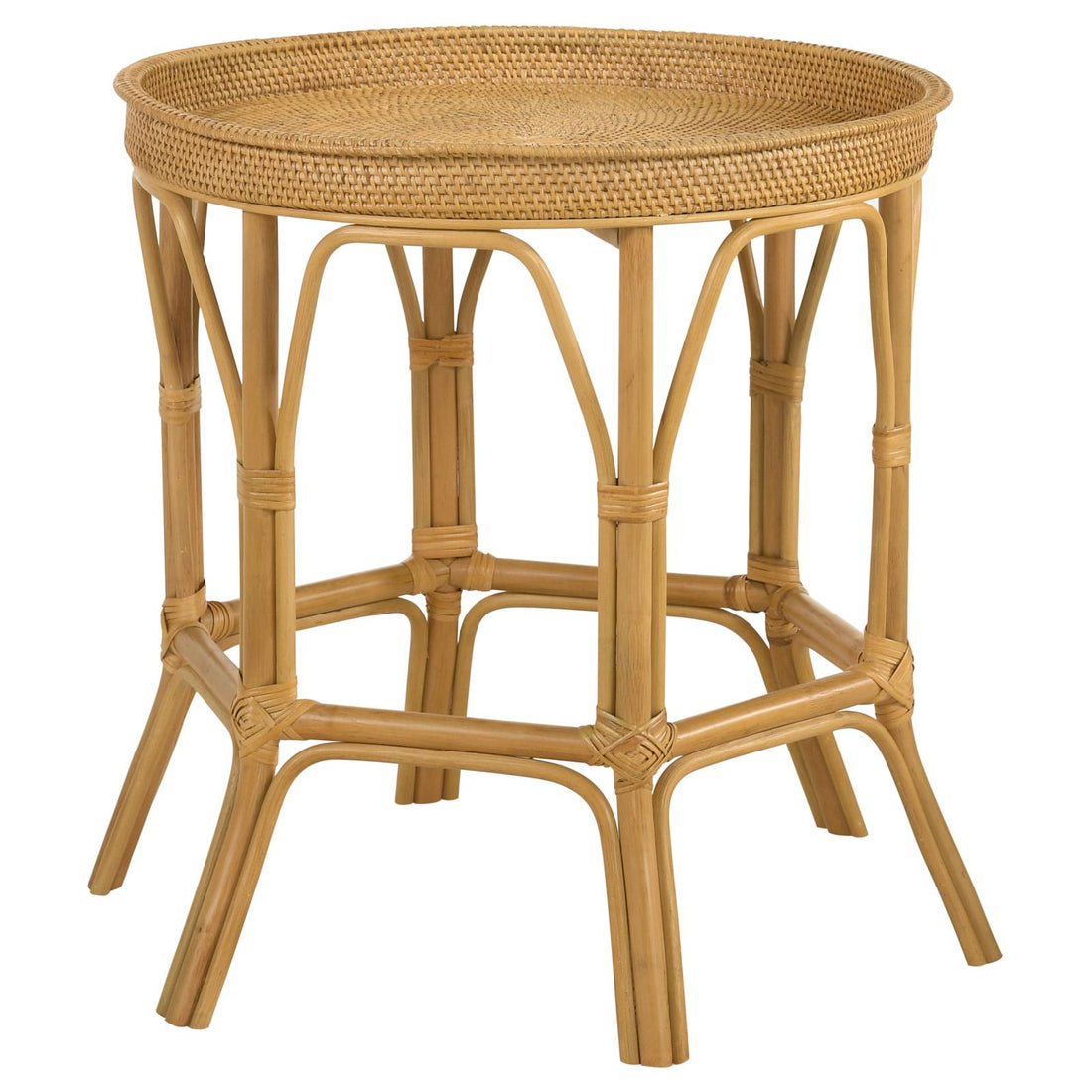 Antonio Natural Round Rattan Tray Top Accent Table - 936070 - Bien Home Furniture &amp; Electronics