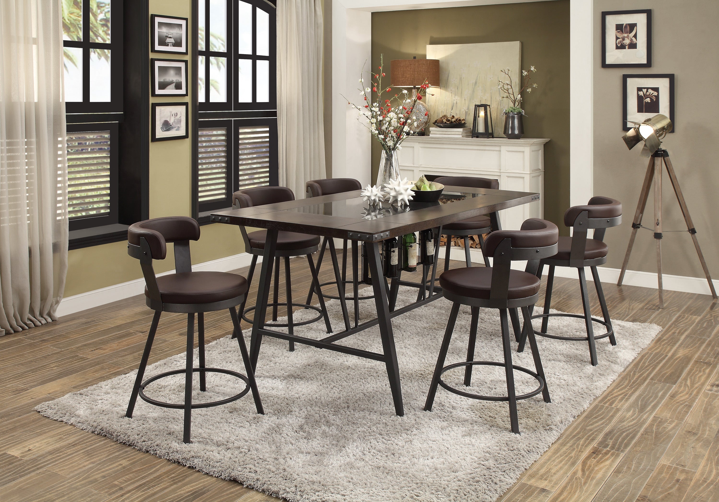 Appert Brown/Dark Gray Swivel Counter Chair - 5566-24BR3A - Bien Home Furniture & Electronics