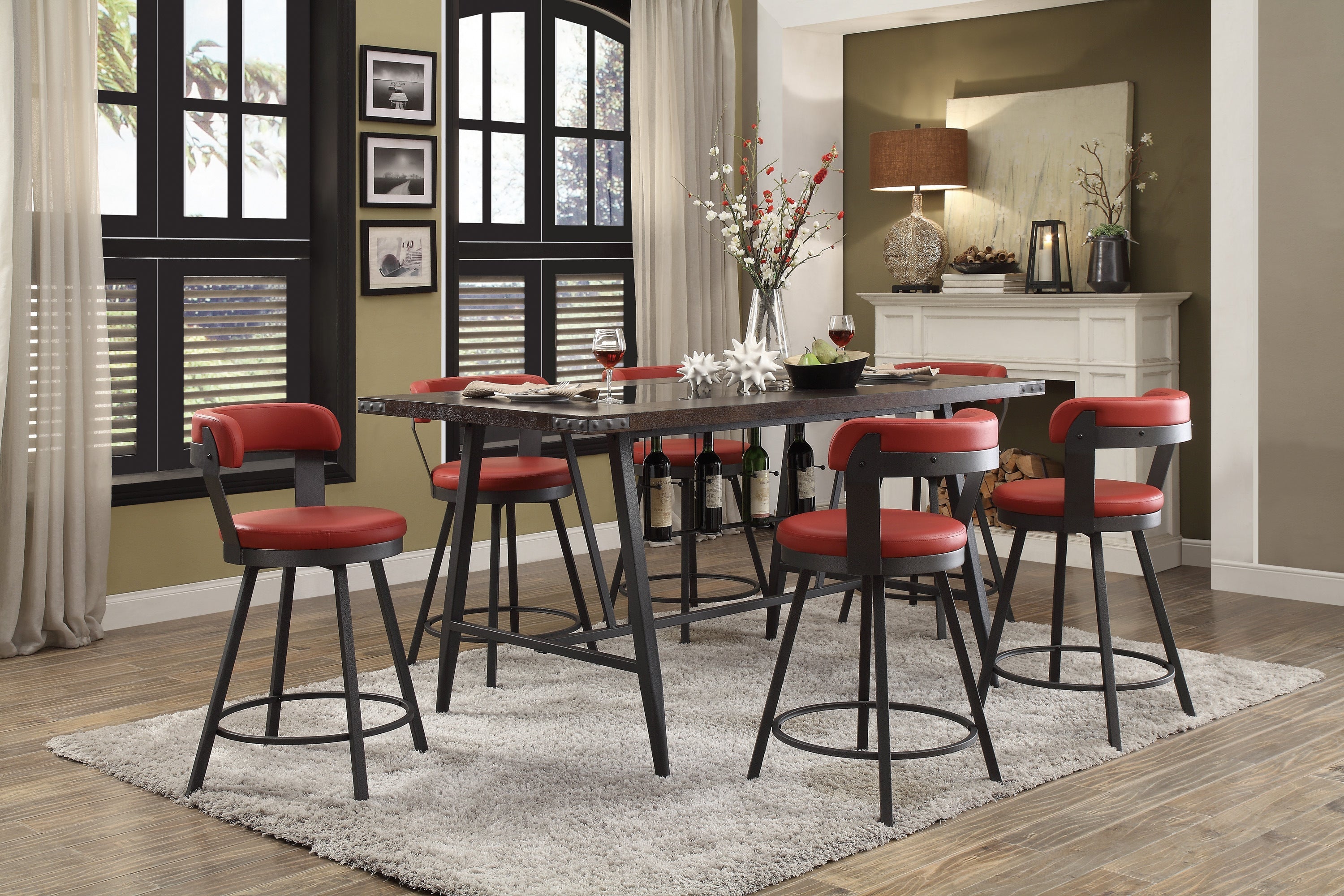 Appert Red/Dark Gray Swivel Counter Chair, Set of 2 - 5566-24RD - Bien Home Furniture & Electronics