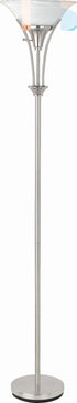 Archie Floor Lamp with Frosted Ribbed Shade Brushed Steel - 901193 - Bien Home Furniture & Electronics
