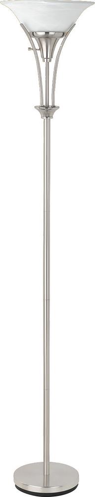 Archie Floor Lamp with Frosted Ribbed Shade Brushed Steel - 901193 - Bien Home Furniture & Electronics