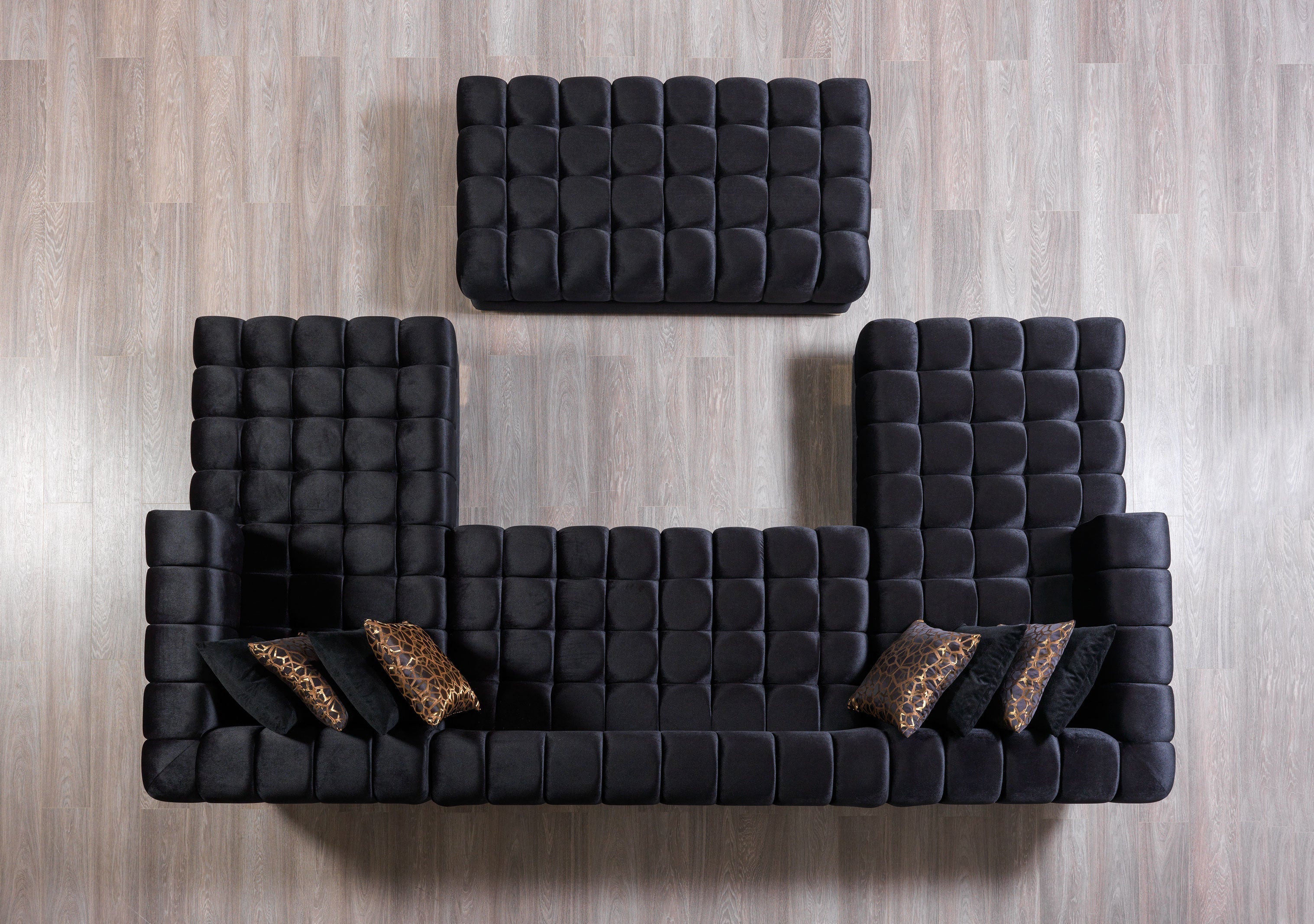 Ariana Black Velvet Double Chaise Sectional - ARIANABLACK-SEC - Bien Home Furniture & Electronics