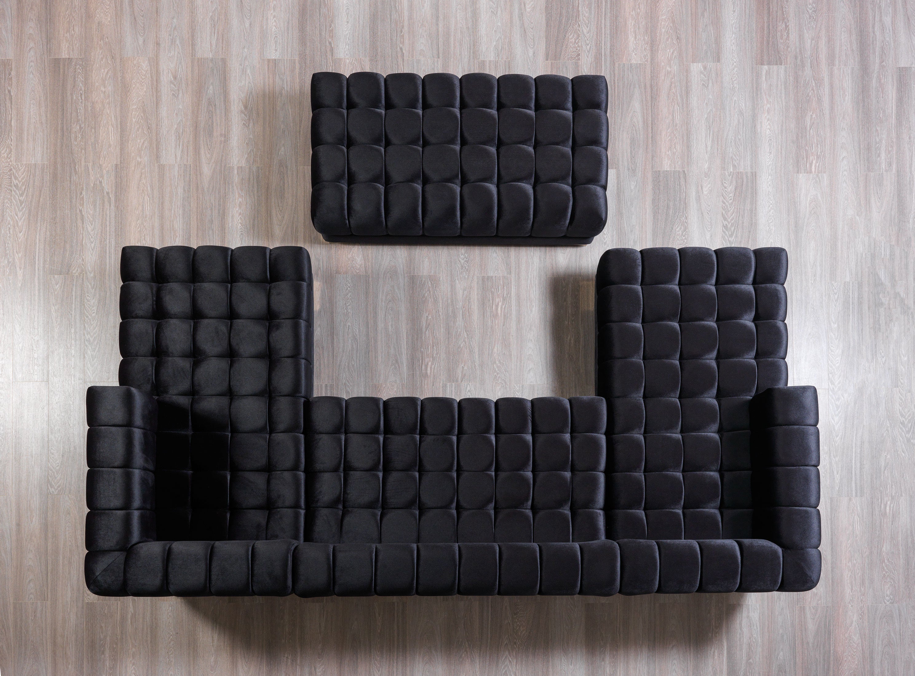 Ariana Black Velvet Double Chaise Sectional - ARIANABLACK-SEC - Bien Home Furniture & Electronics