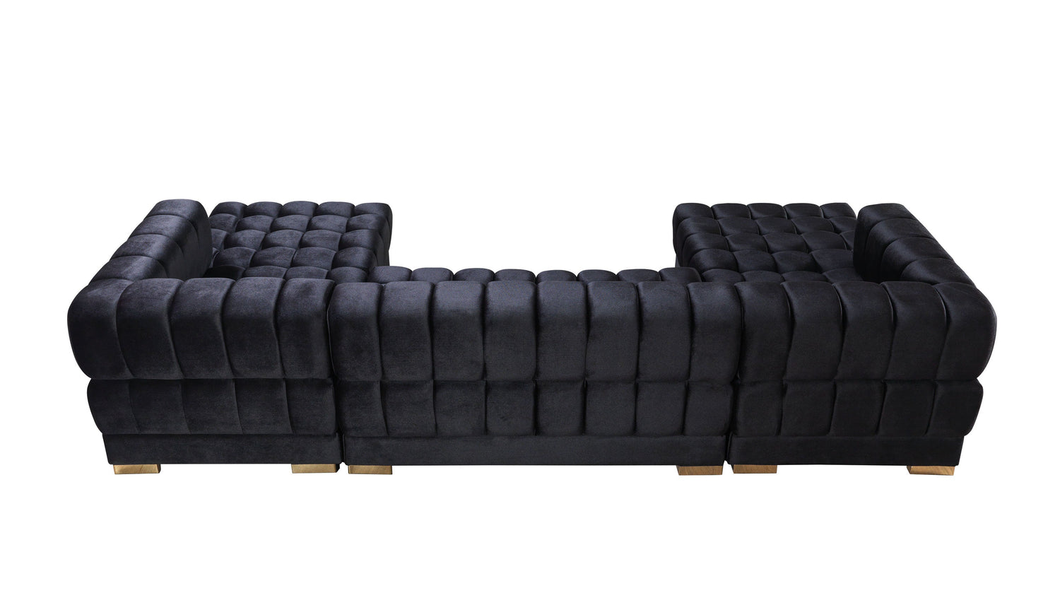 Ariana Black Velvet Double Chaise Sectional - ARIANABLACK-SEC - Bien Home Furniture & Electronics
