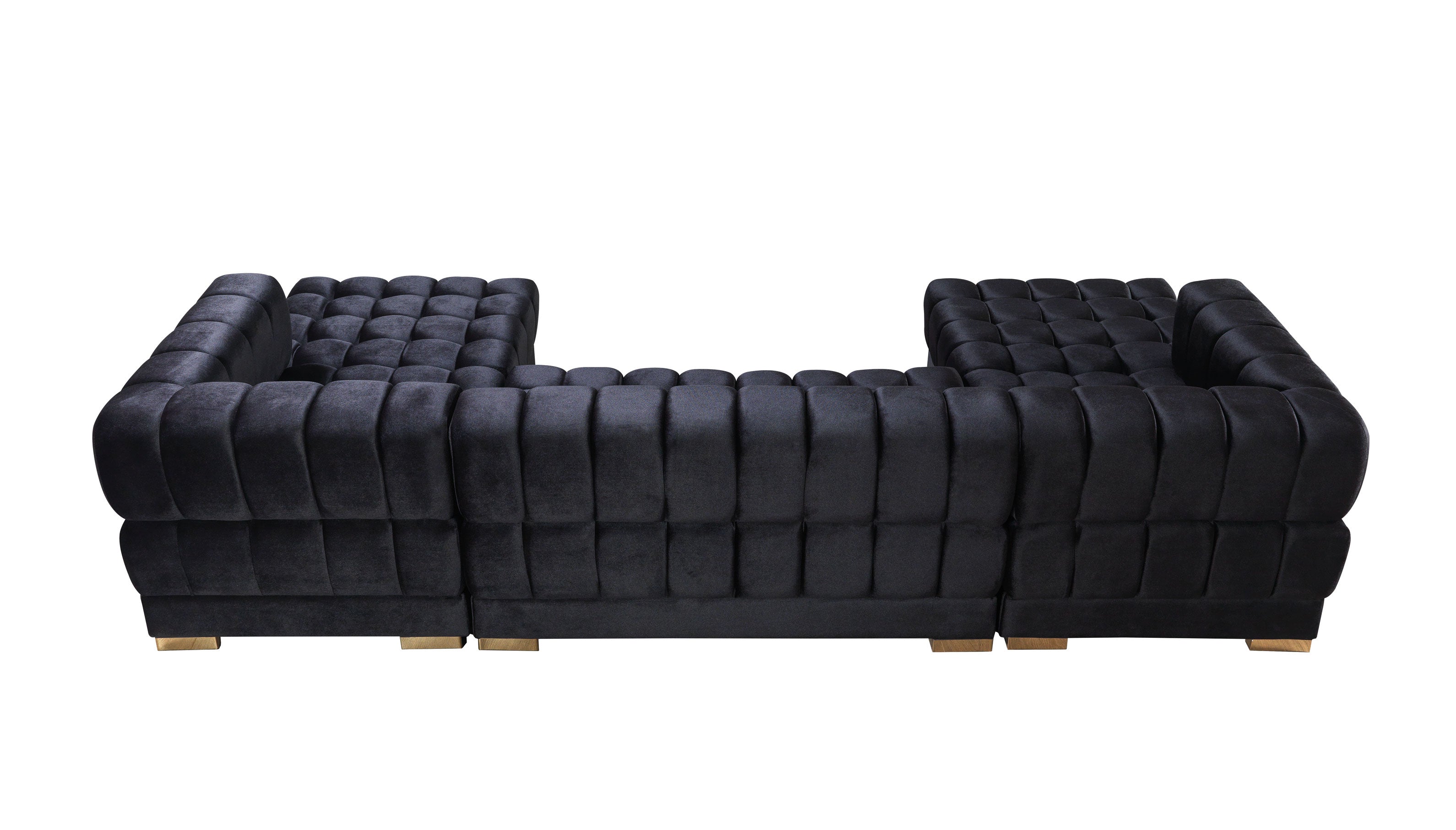 Ariana Black Velvet Double Chaise Sectional - ARIANABLACK-SEC - Bien Home Furniture & Electronics
