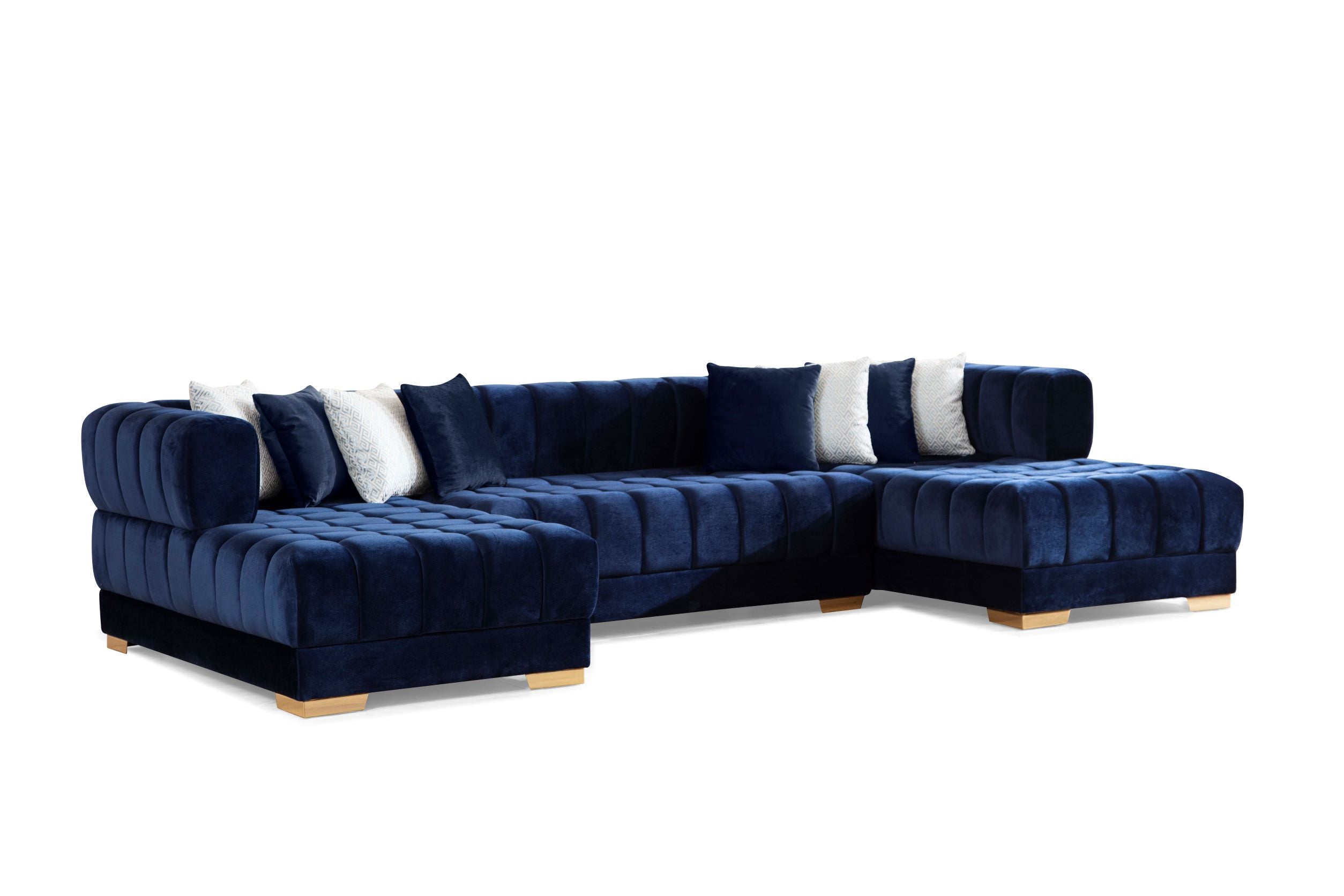 Ariana Blue Velvet Double Chaise Sectional - ARIANABLUE-SEC - Bien Home Furniture & Electronics
