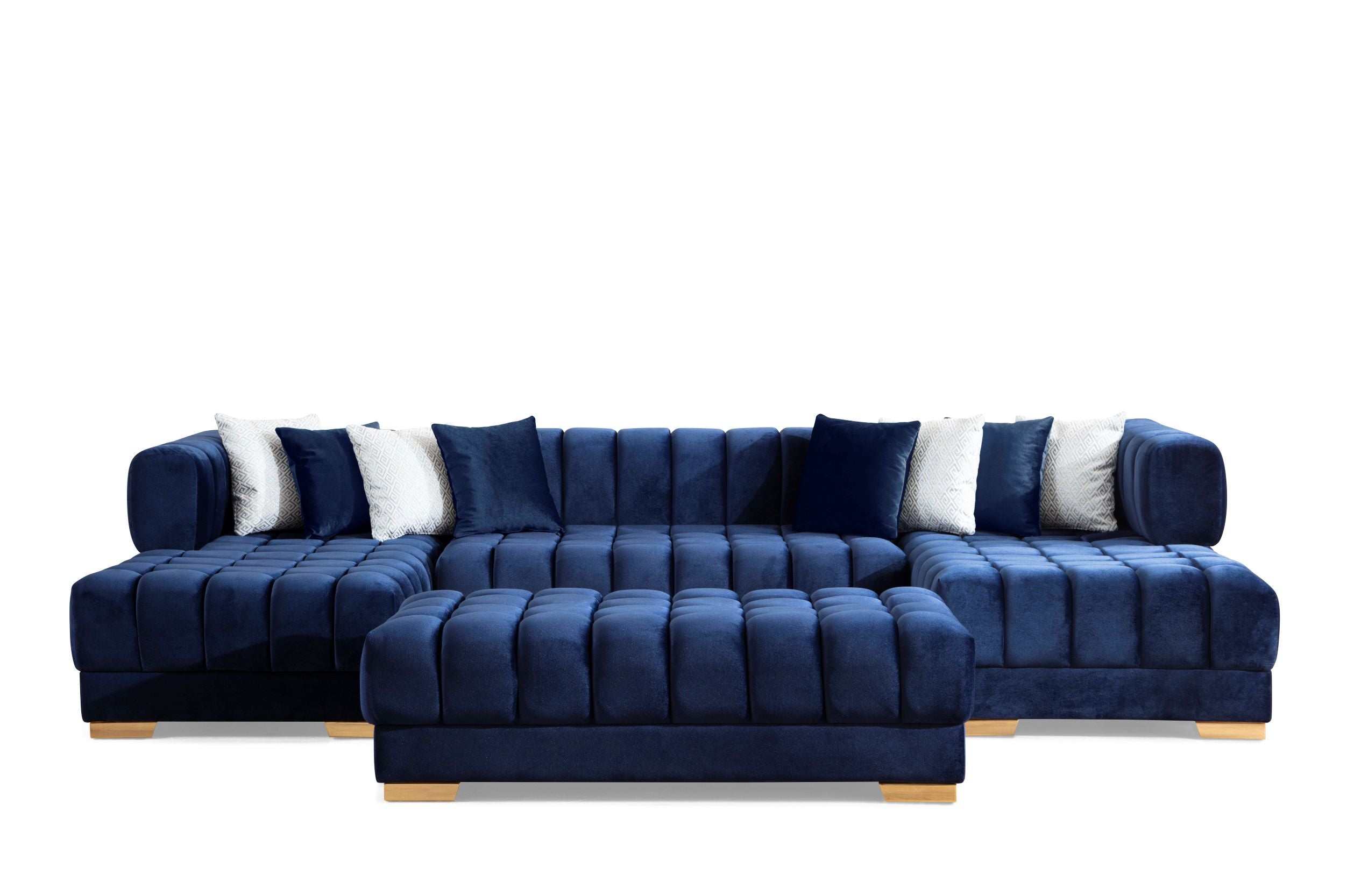 Ariana Blue Velvet Double Chaise Sectional - ARIANABLUE-SEC - Bien Home Furniture & Electronics