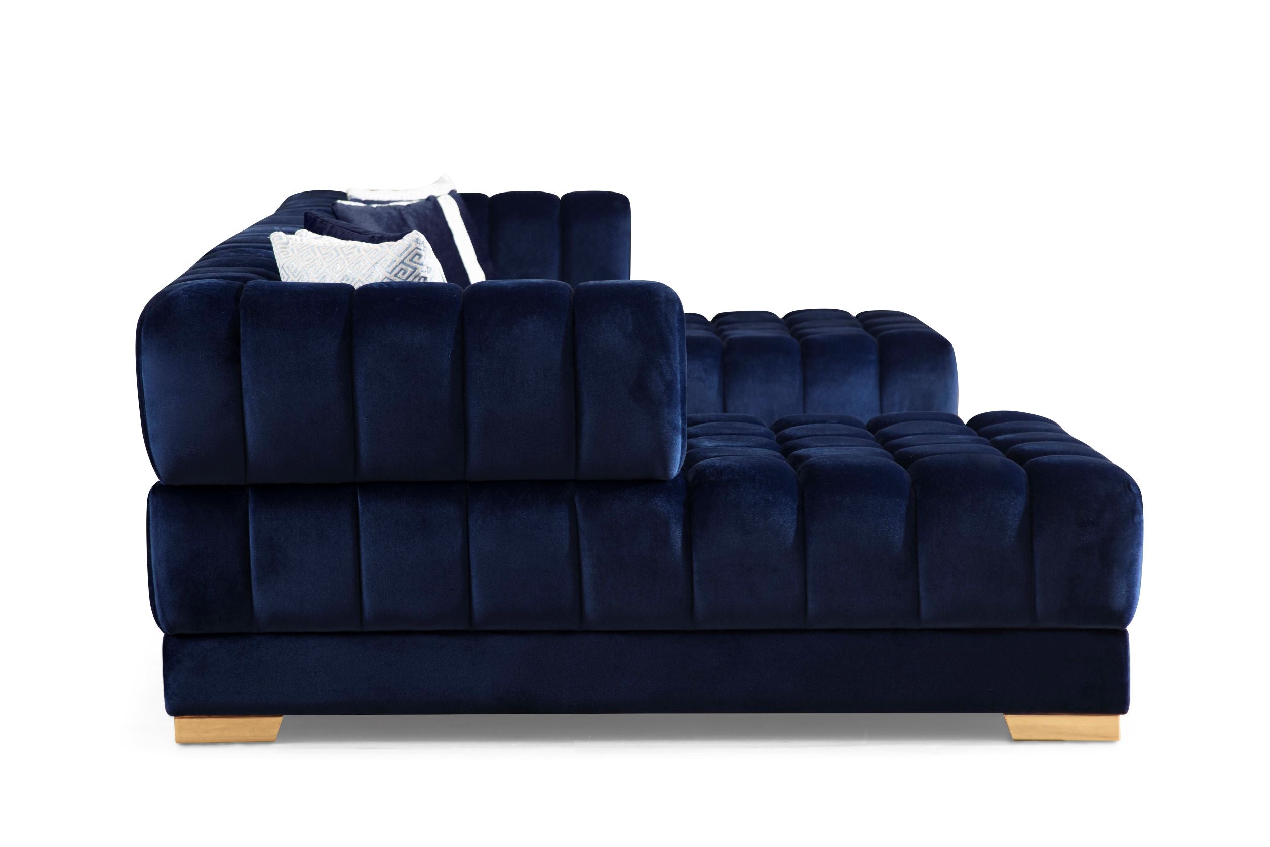 Ariana Blue Velvet Double Chaise Sectional - ARIANABLUE-SEC - Bien Home Furniture & Electronics