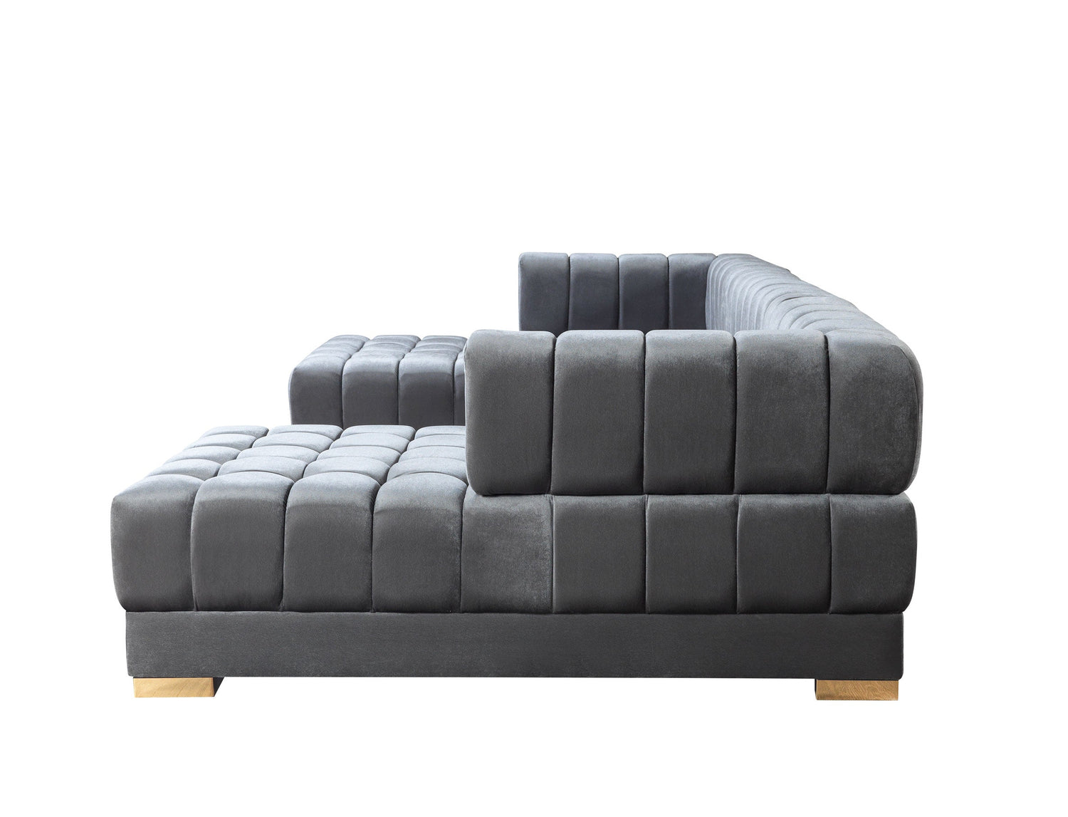 Ariana Gray Velvet Double Chaise Sectional - ARIANAGRAY-SEC - Bien Home Furniture & Electronics
