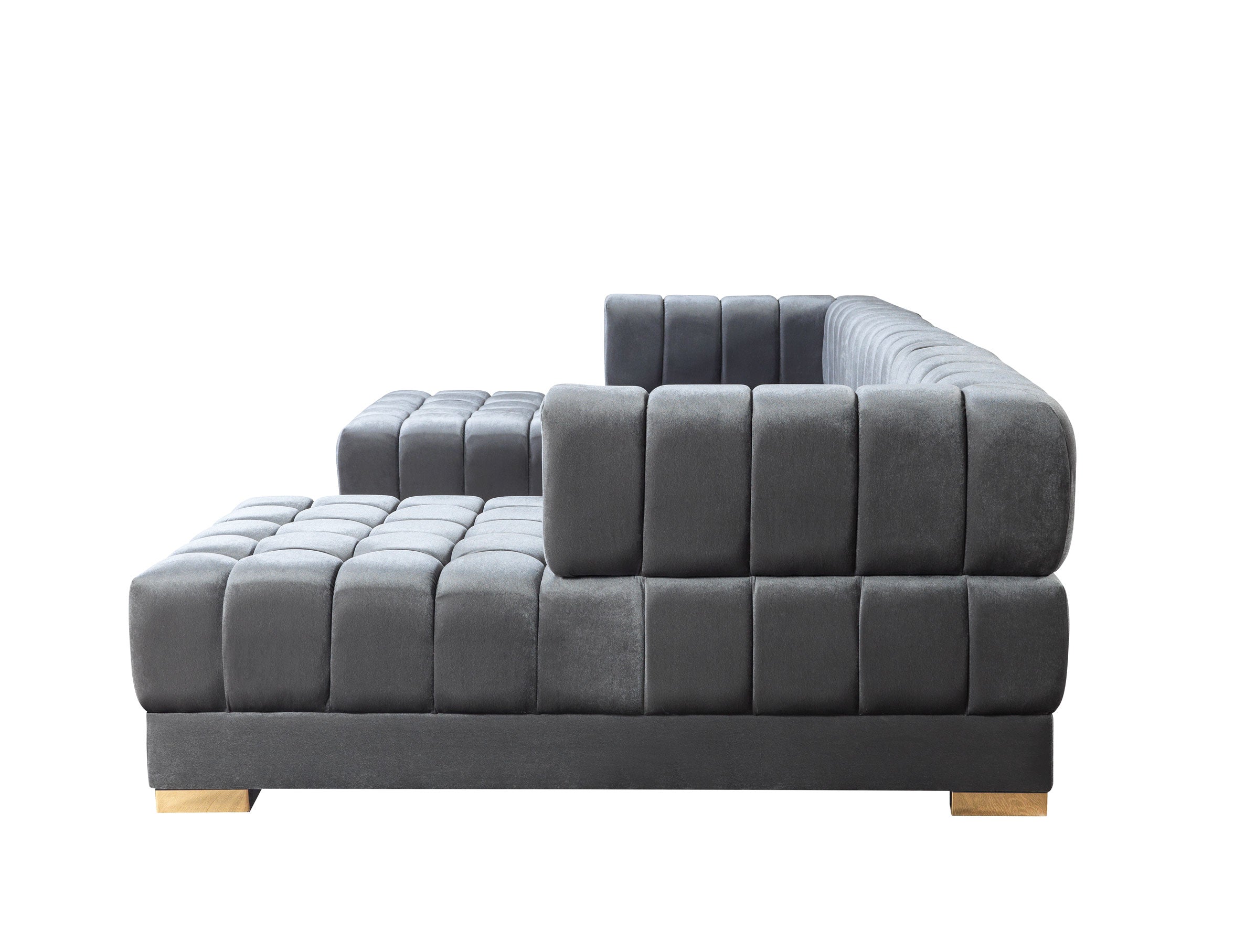 Ariana Gray Velvet Double Chaise Sectional - ARIANAGRAY-SEC - Bien Home Furniture & Electronics