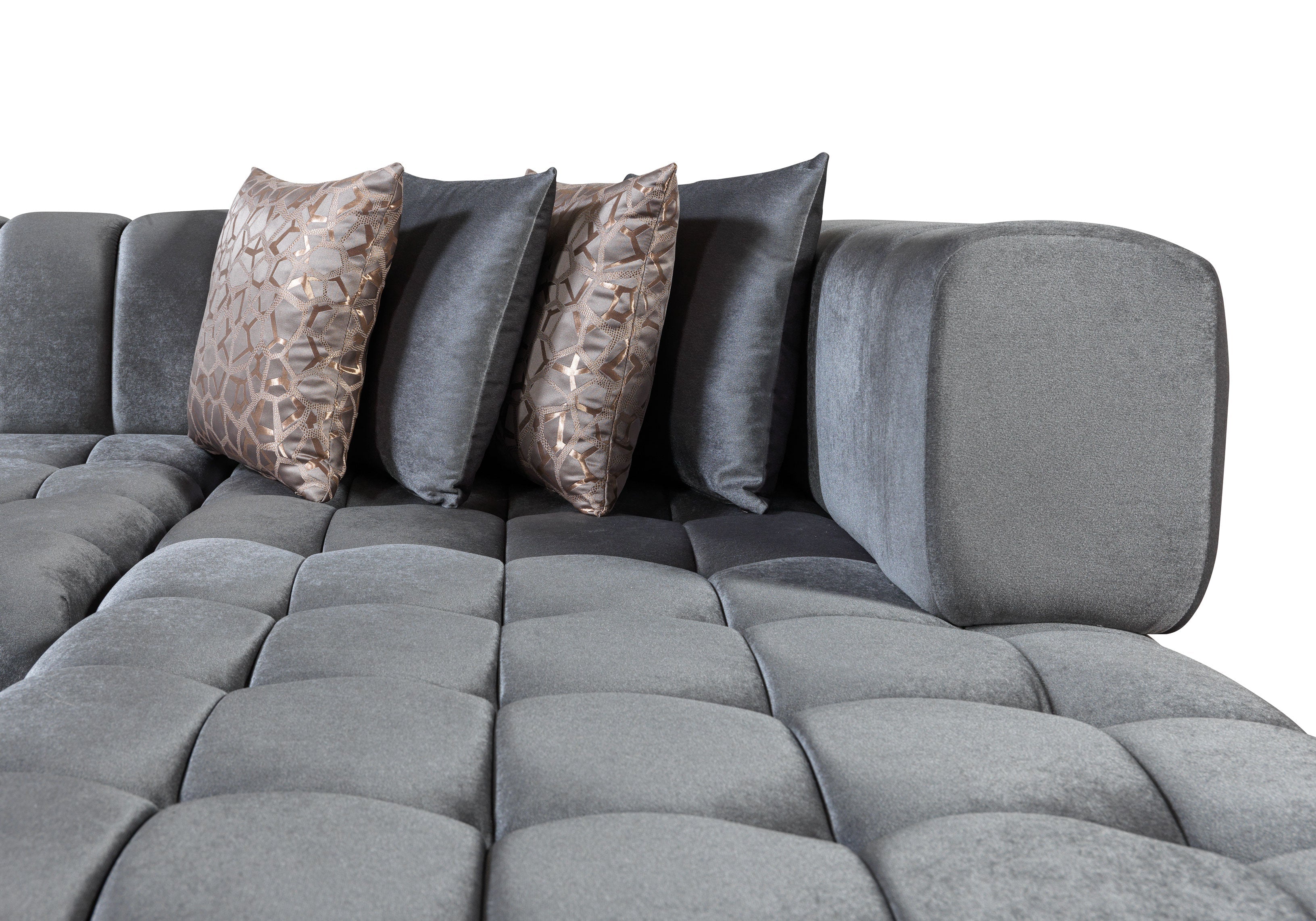 Ariana Gray Velvet Double Chaise Sectional - ARIANAGRAY-SEC - Bien Home Furniture & Electronics