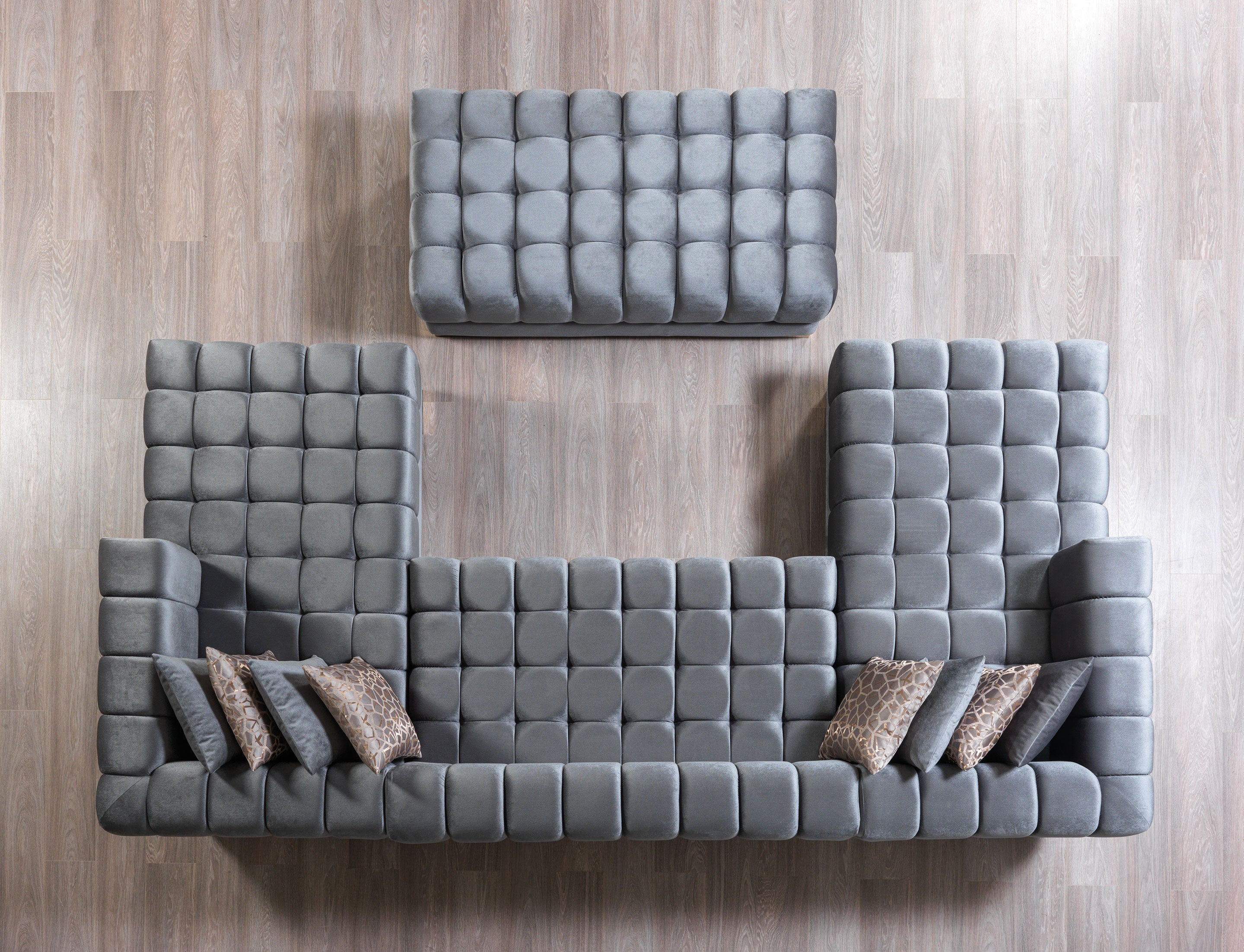 Ariana Gray Velvet Double Chaise Sectional - ARIANAGRAY-SEC - Bien Home Furniture & Electronics