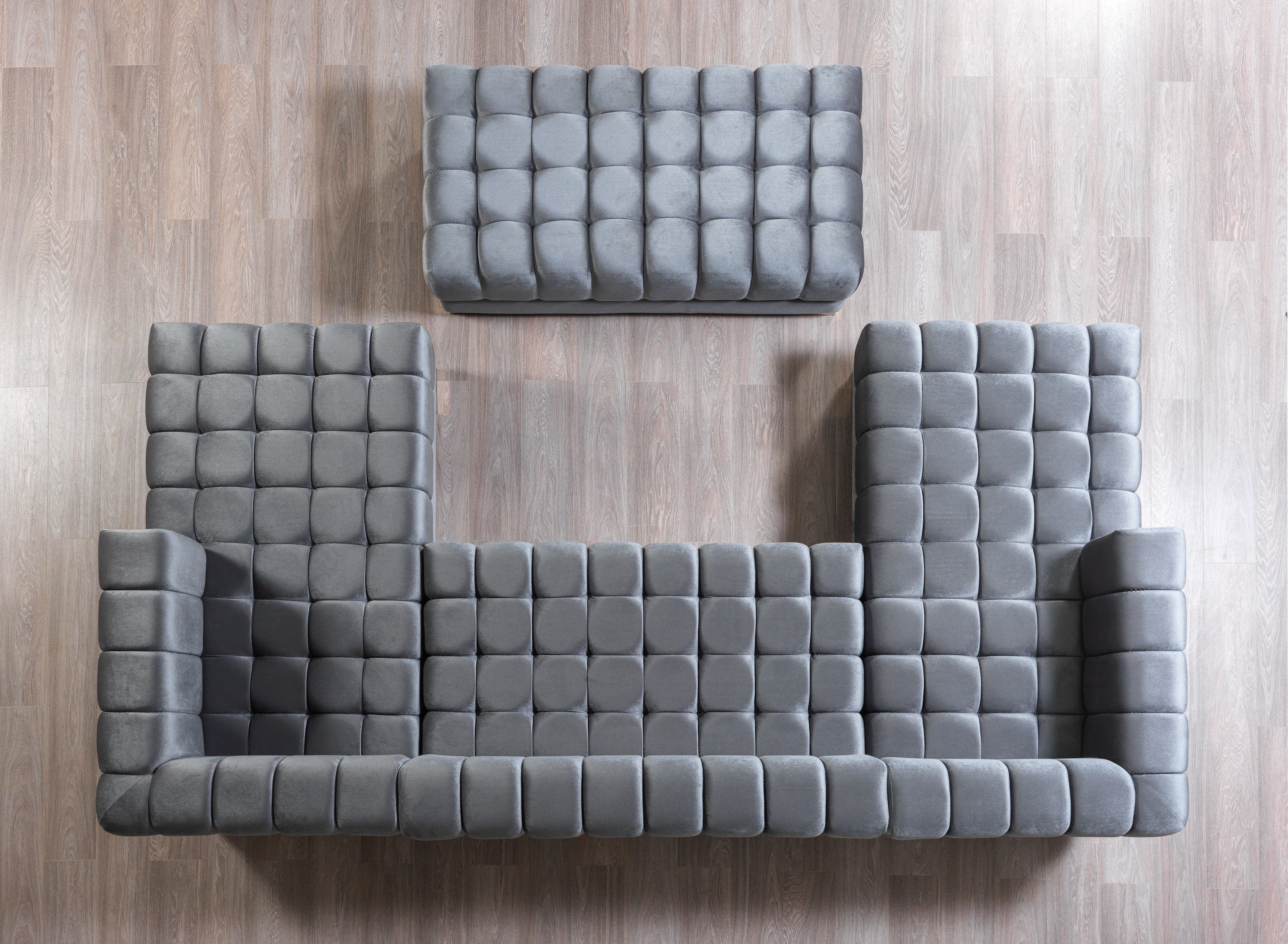 Ariana Gray Velvet Double Chaise Sectional - ARIANAGRAY-SEC - Bien Home Furniture & Electronics