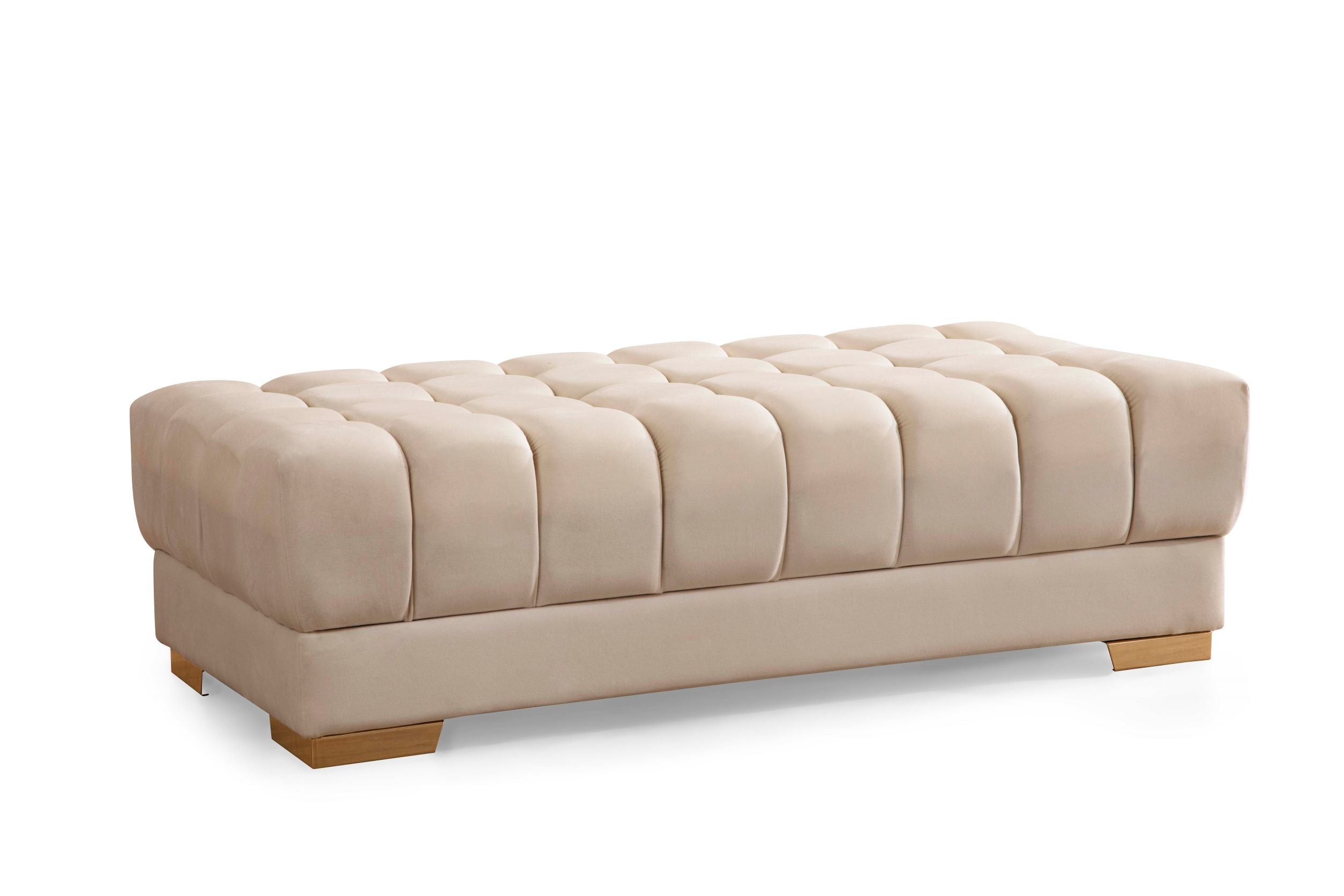 Ariana Ivory Velvet Ottoman - ARIANAIVORY-OTT - Bien Home Furniture & Electronics