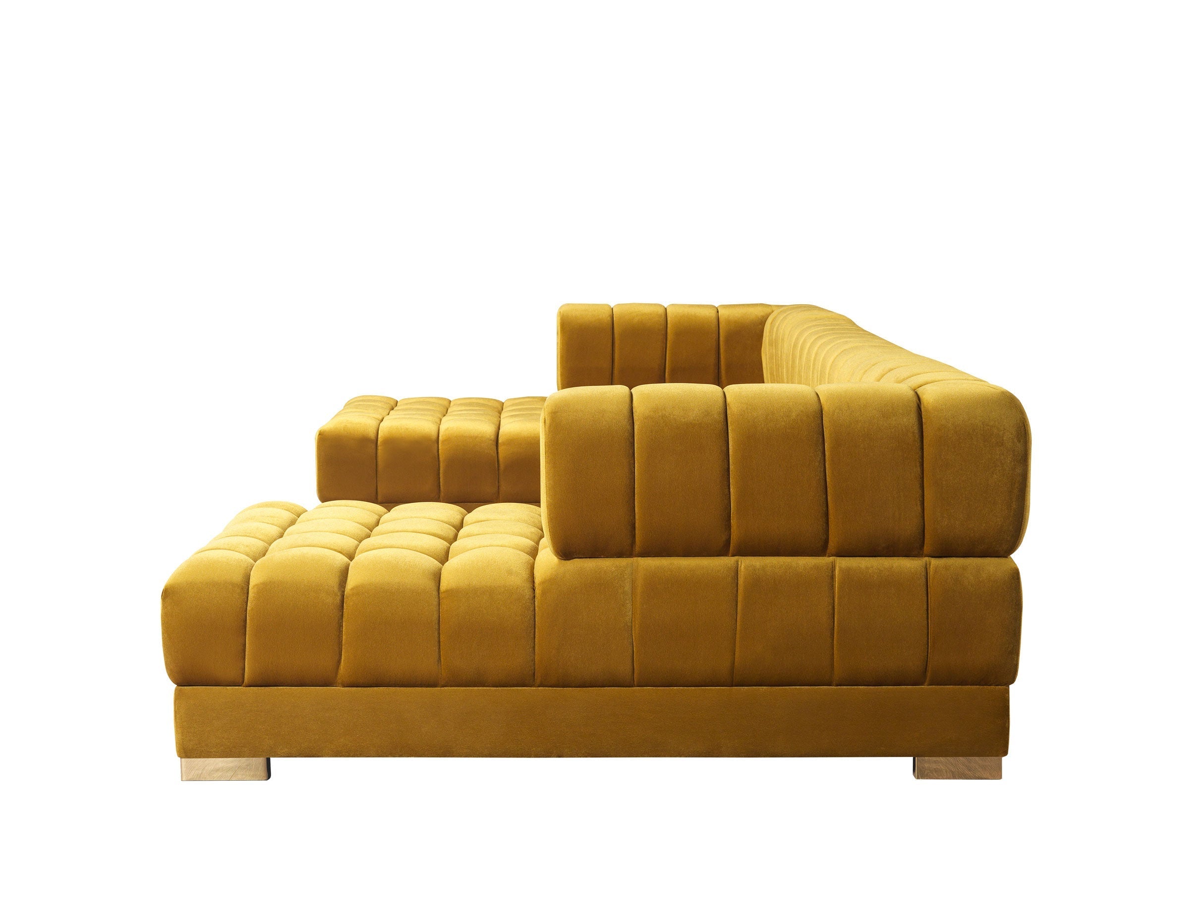 Ariana Mustard Velvet Double Chaise Sectional - ARIANAMUSTARD-SEC - Bien Home Furniture & Electronics