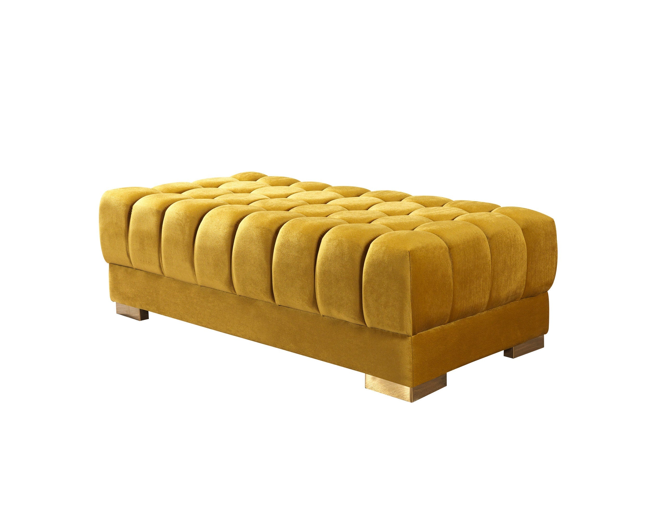 Ariana Mustard Velvet Double Chaise Sectional - ARIANAMUSTARD-SEC - Bien Home Furniture & Electronics