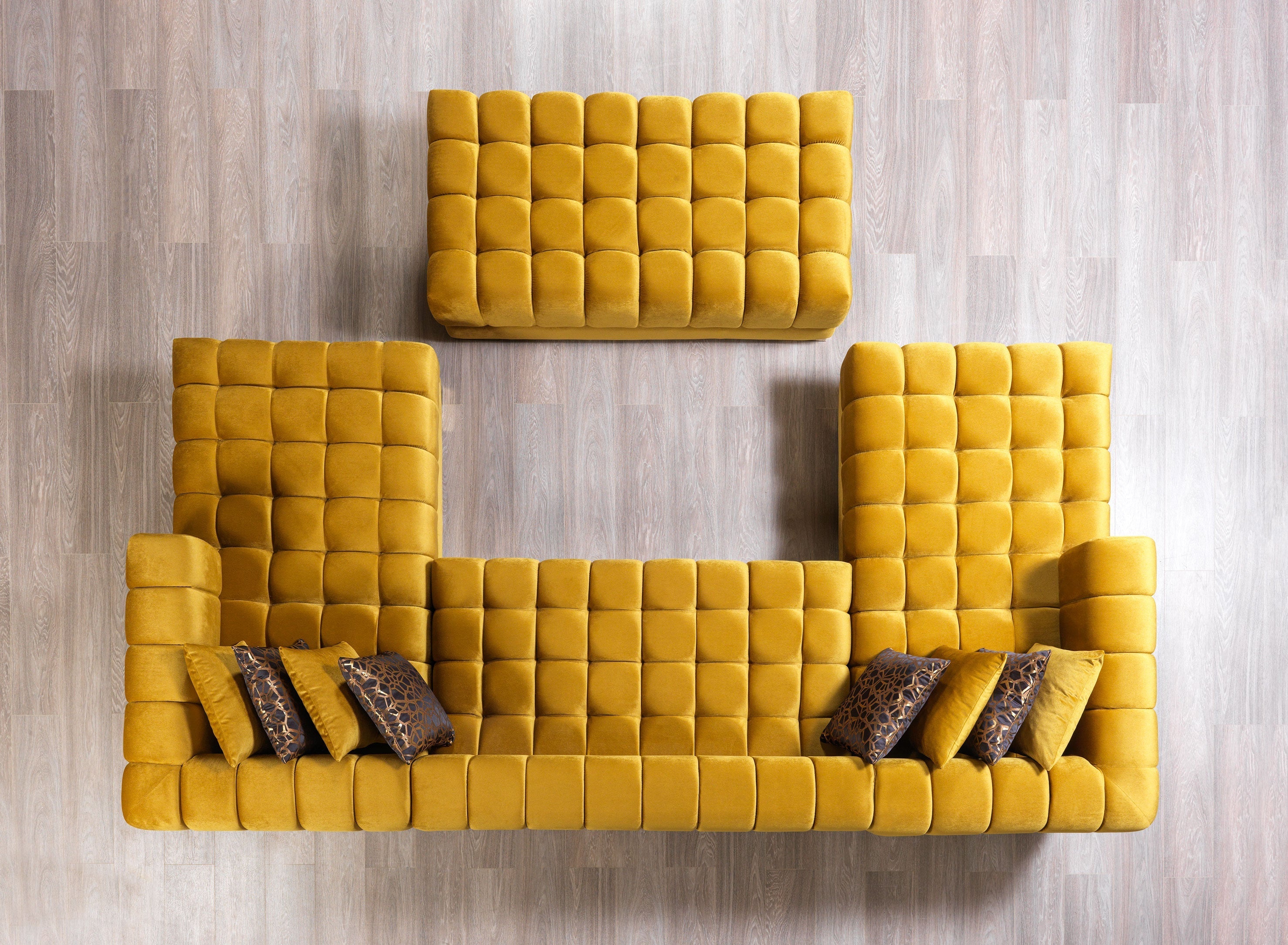 Ariana Mustard Velvet Double Chaise Sectional - ARIANAMUSTARD-SEC - Bien Home Furniture & Electronics
