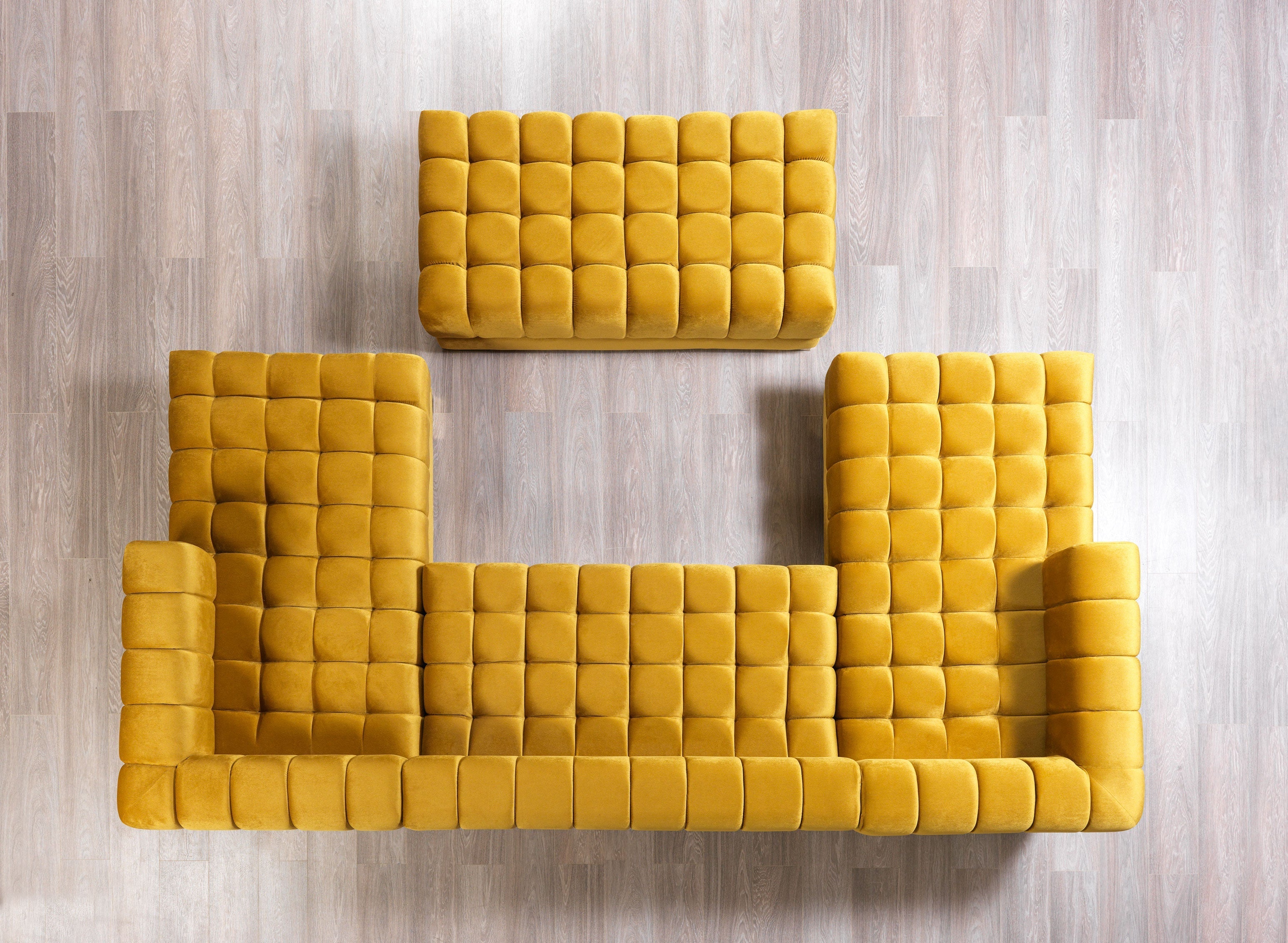 Ariana Mustard Velvet Double Chaise Sectional - ARIANAMUSTARD-SEC - Bien Home Furniture & Electronics