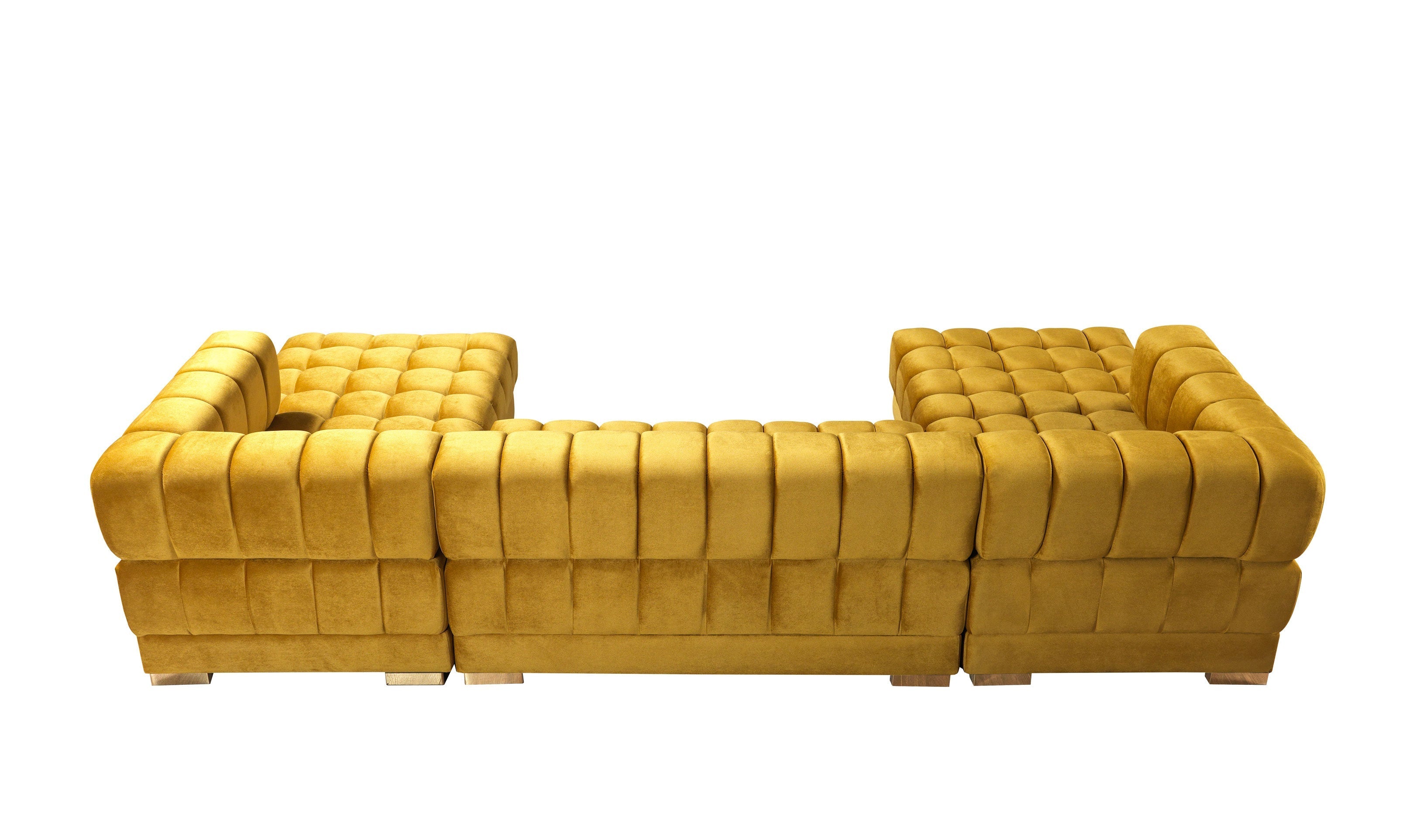 Ariana Mustard Velvet Double Chaise Sectional - ARIANAMUSTARD-SEC - Bien Home Furniture & Electronics