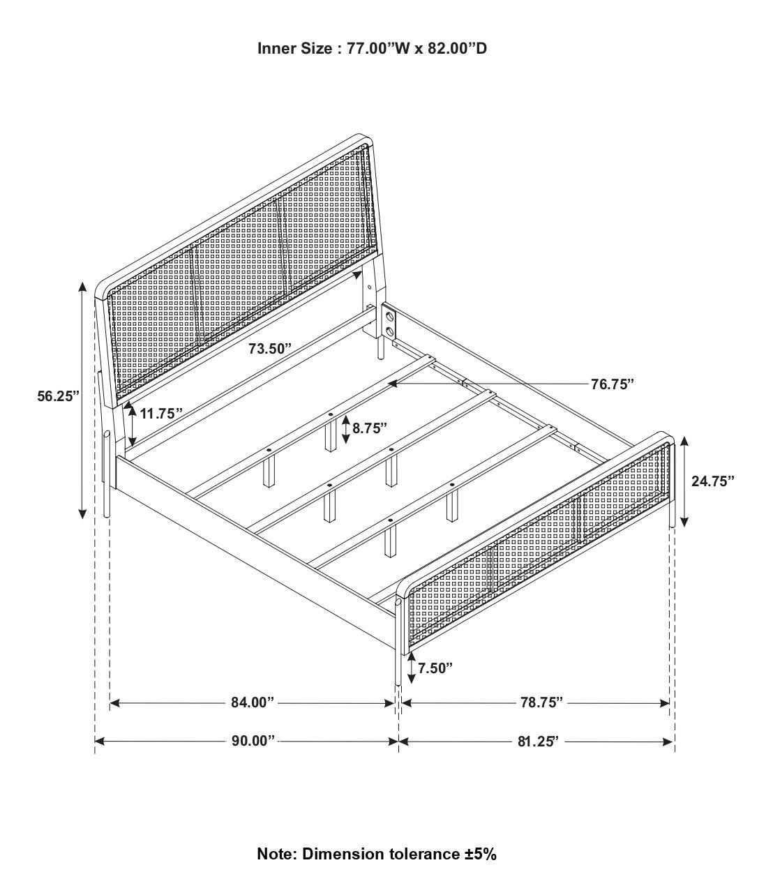 Arini Upholstered Eastern King Panel Bed Sand Wash/Natural Cane - 224300KE - Bien Home Furniture & Electronics