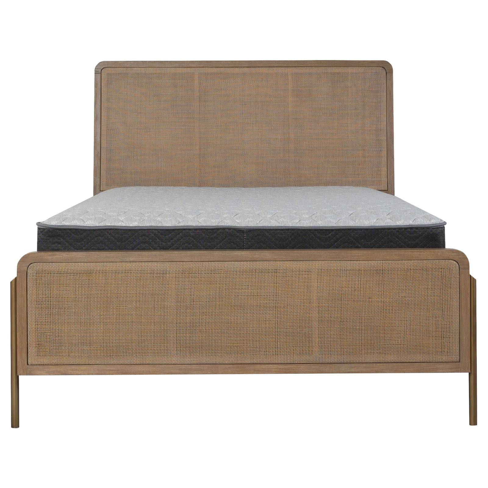 Arini Upholstered Eastern King Panel Bed Sand Wash/Natural Cane - 224300KE - Bien Home Furniture & Electronics