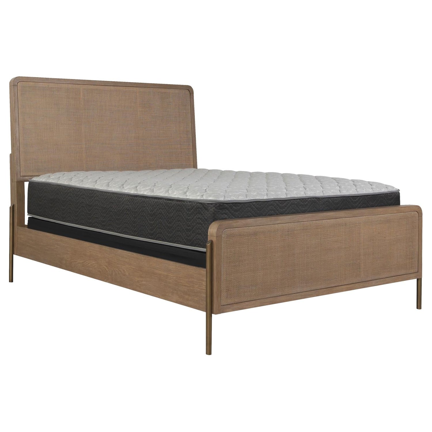 Arini Upholstered Queen Panel Bed Sand Wash/Natural Cane - 224300Q - Bien Home Furniture & Electronics
