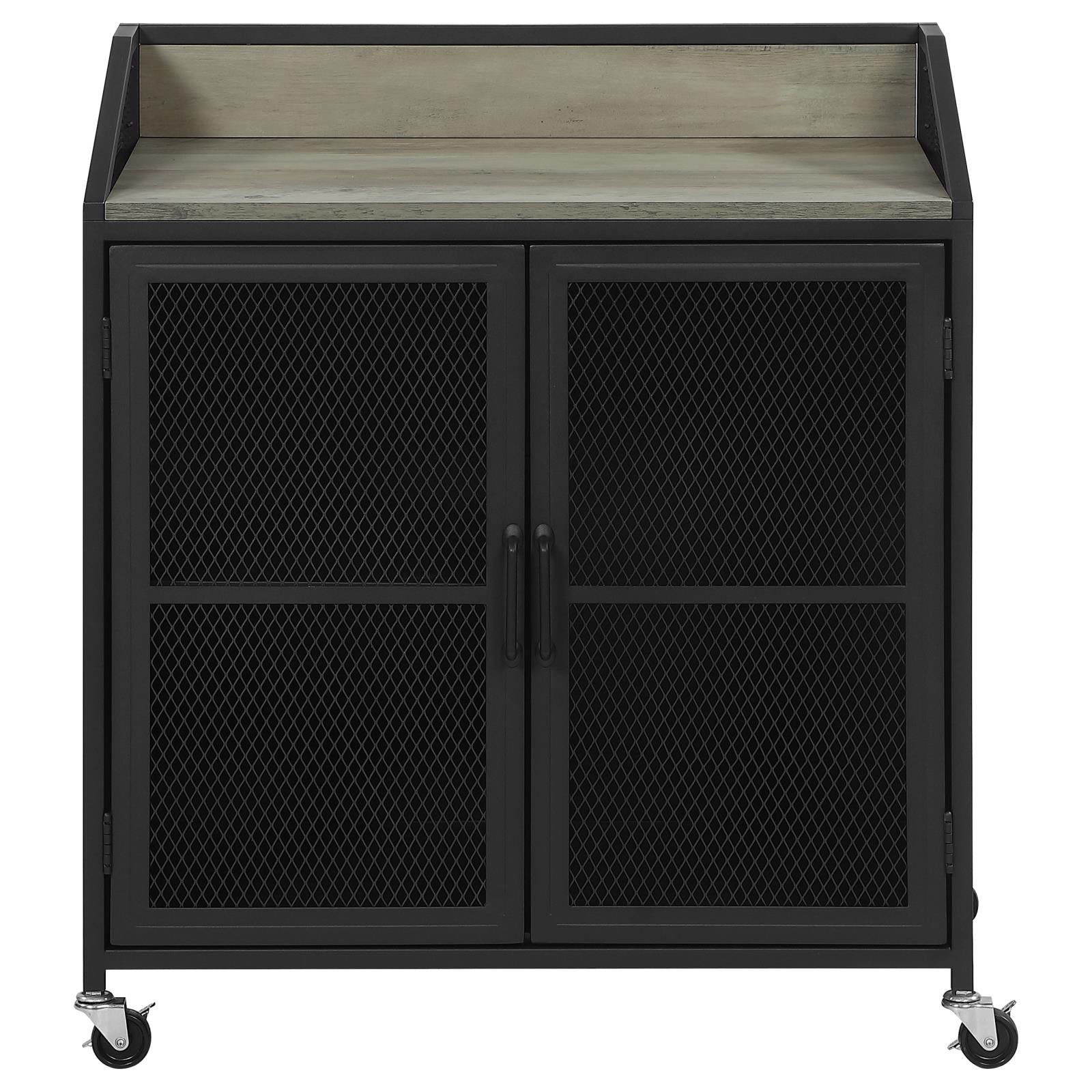 Arlette Gray Wash/Sandy Black Wine Cabinet with Wire Mesh Doors - 183476 - Bien Home Furniture & Electronics